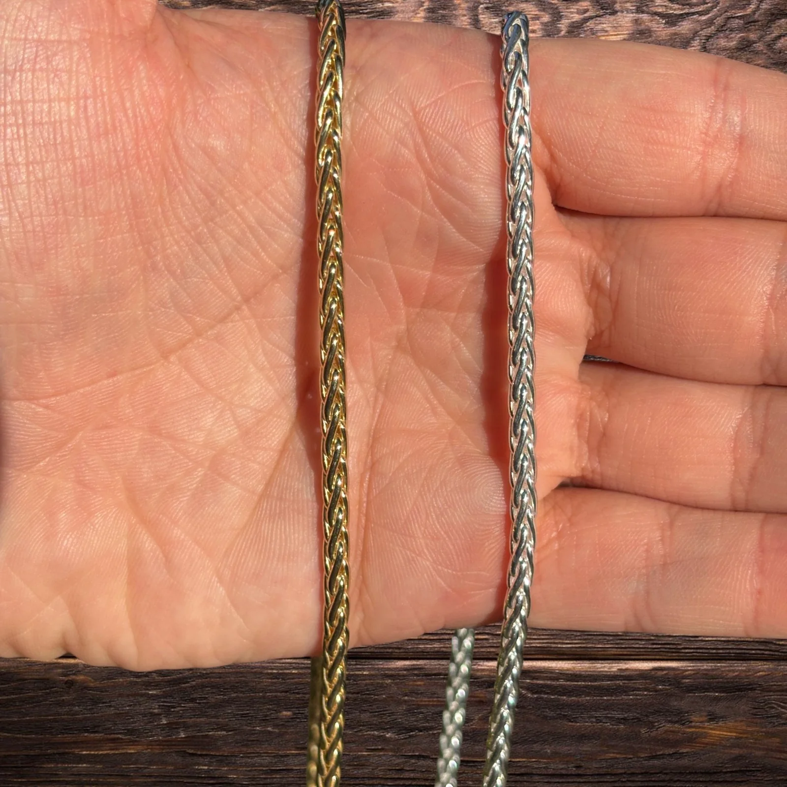 925 Sterling Silver 4mm Wheat Chain Necklace - Image 8