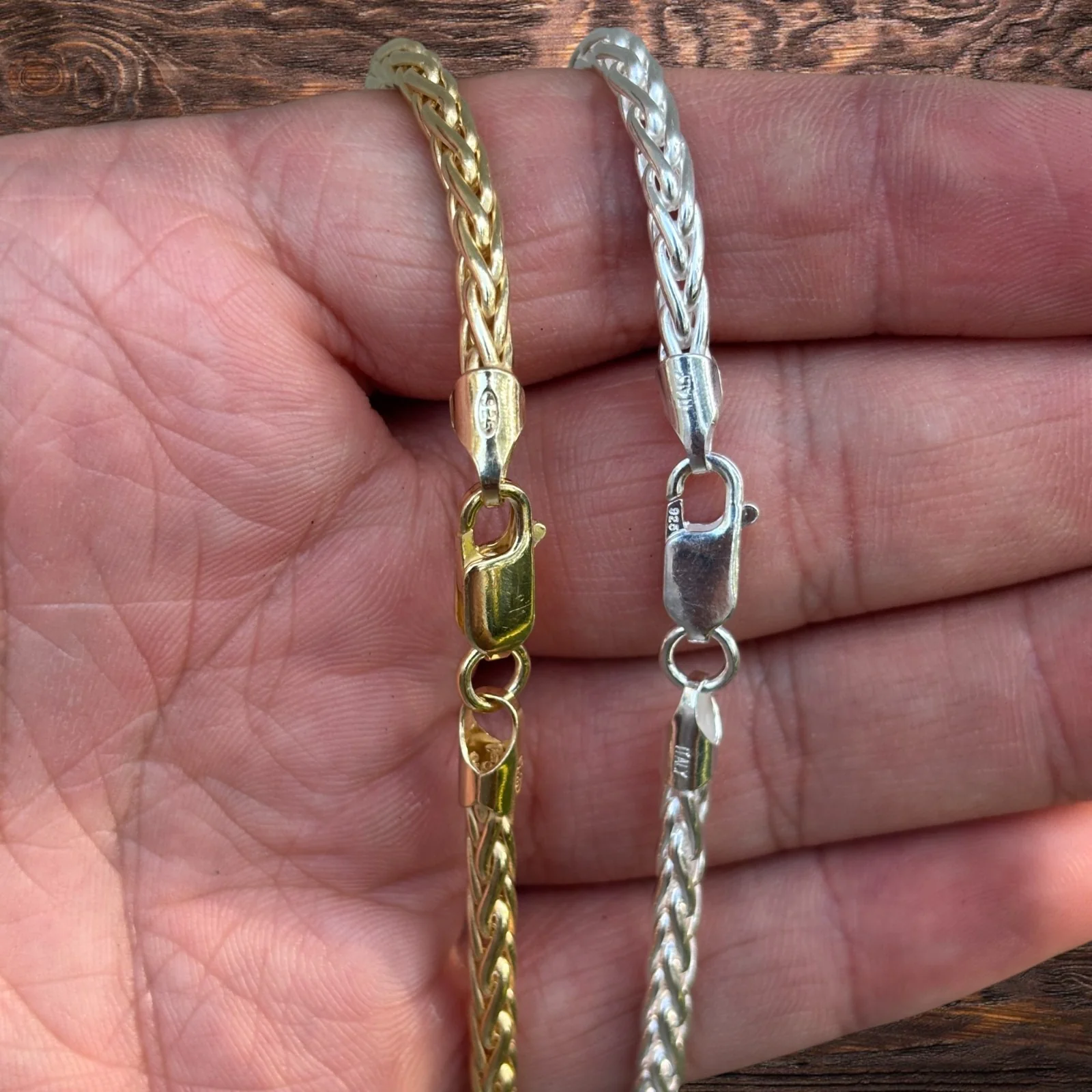 925 Sterling Silver 4mm Wheat Chain Necklace - Image 9