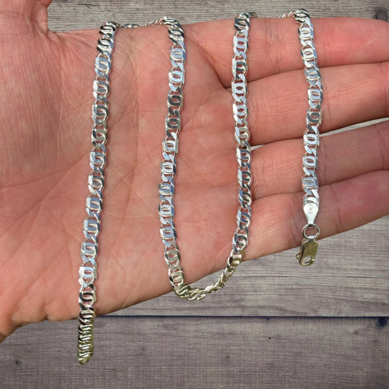 925 Sterling Silver 5.5mm Tiger Eye Chain Necklace - Image 4