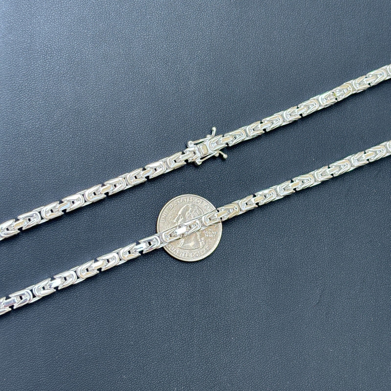 925 Sterling Silver 5mm Byzantine W. Box Clasp Chain Necklace - Image 10
