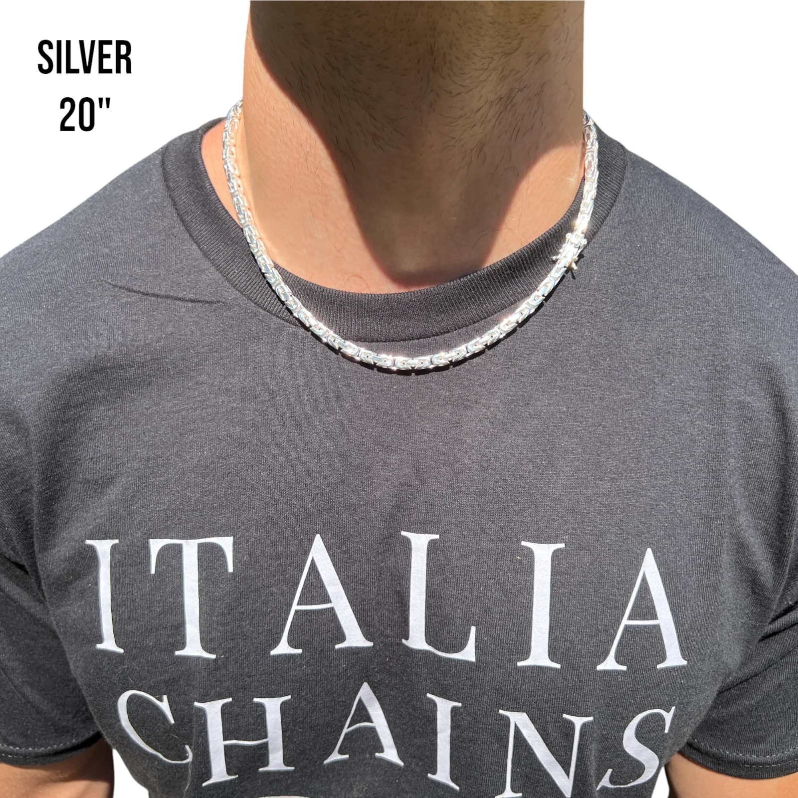 925 Sterling Silver 5mm Byzantine W. Box Clasp Chain Necklace - Image 11