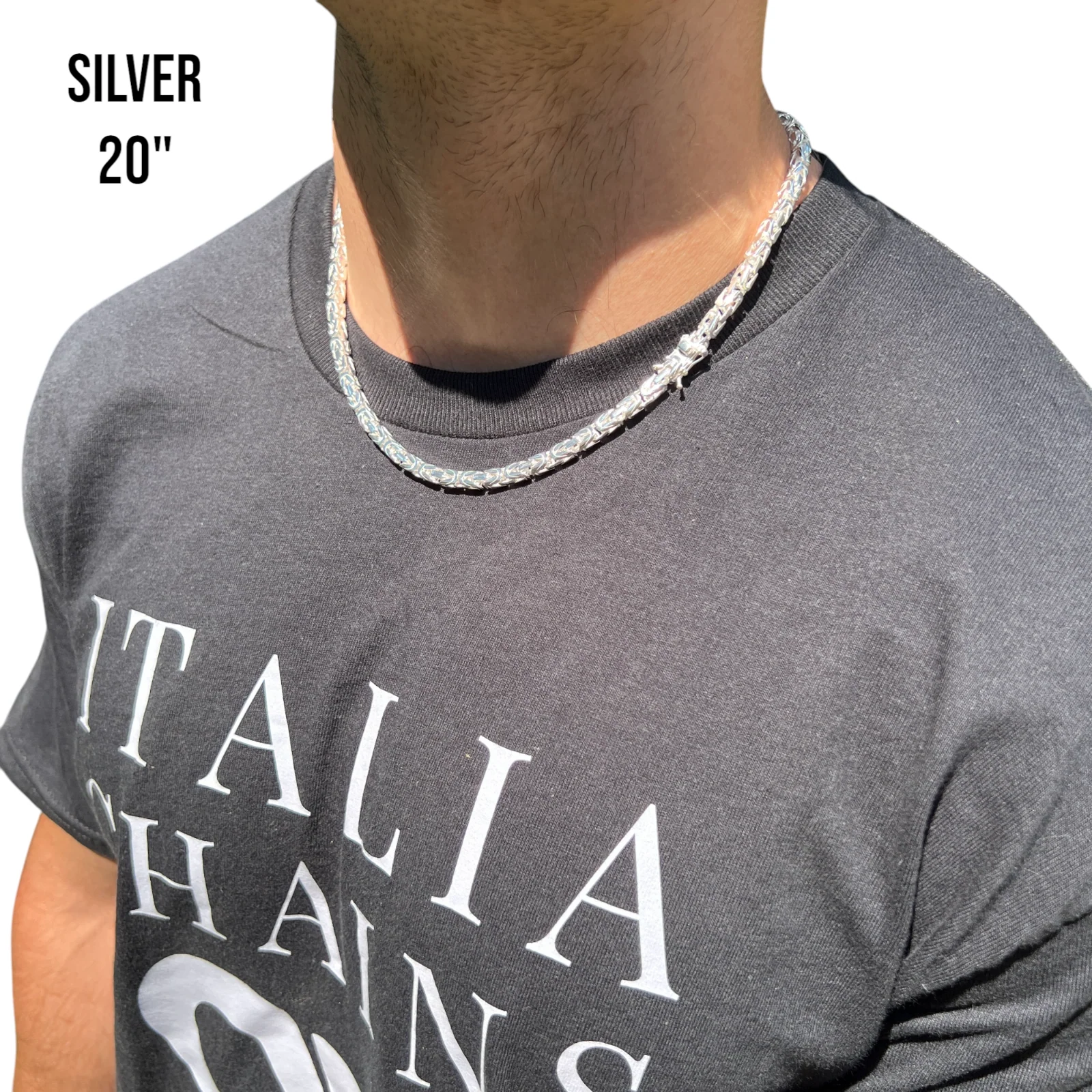 925 Sterling Silver 5mm Byzantine W. Box Clasp Chain Necklace - Image 12