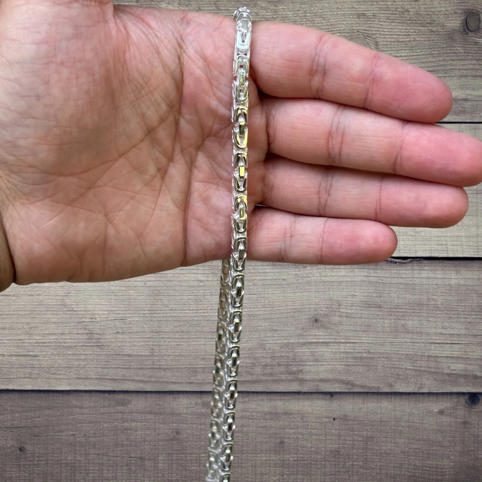 925 Sterling Silver 5mm Byzantine W. Box Clasp Chain Necklace - Image 3