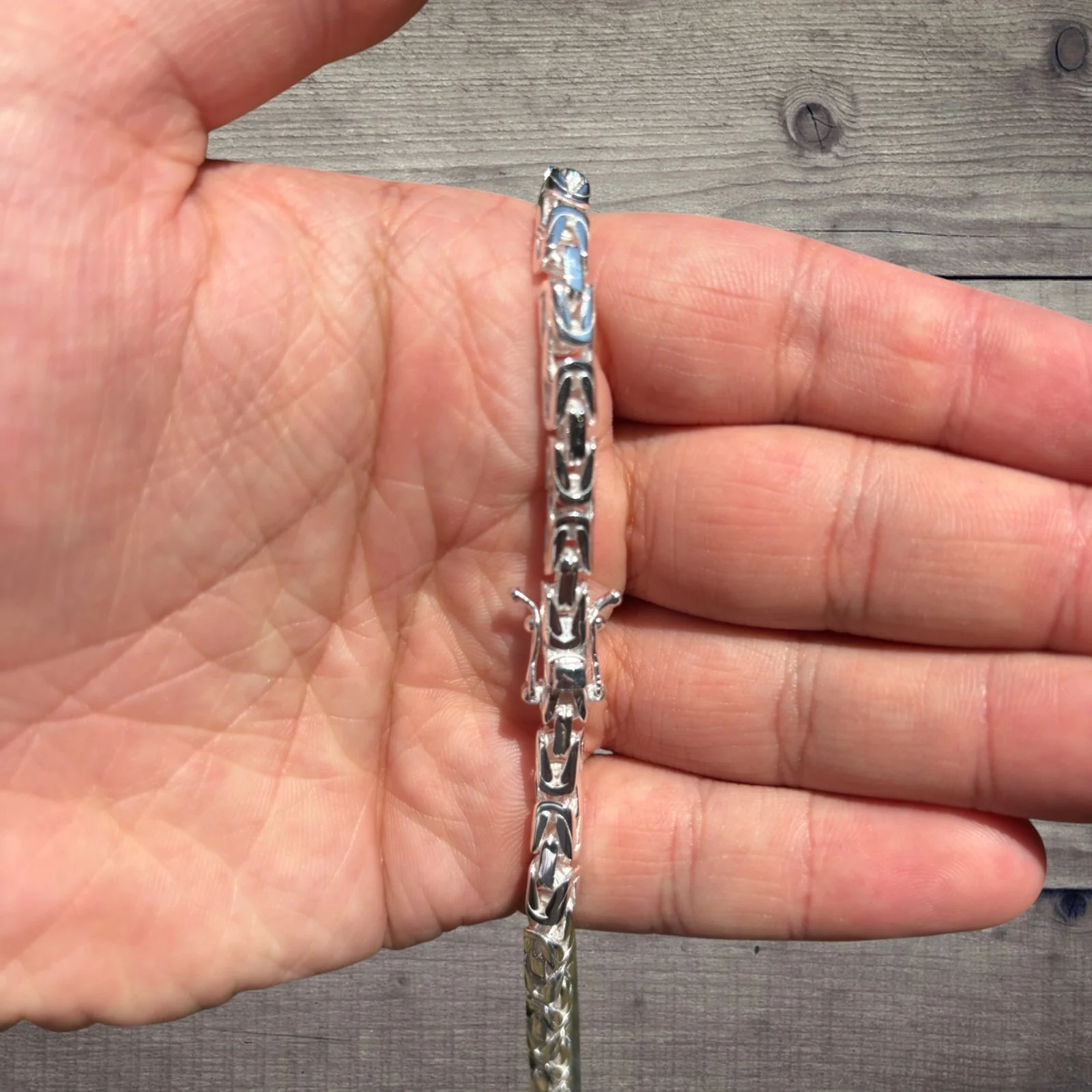 925 Sterling Silver 5mm Byzantine W. Box Clasp Chain Necklace - Image 5