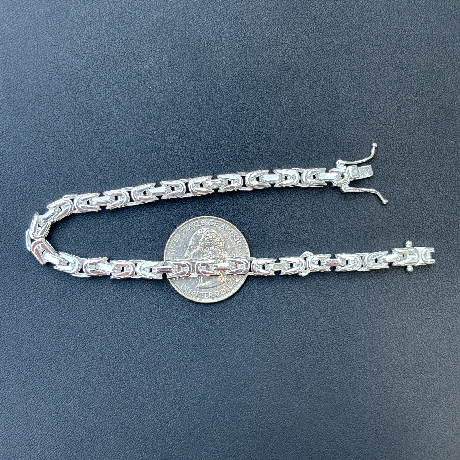 925 Sterling Silver 5mm Byzantine W. Box Clasp Bracelet - Image 10