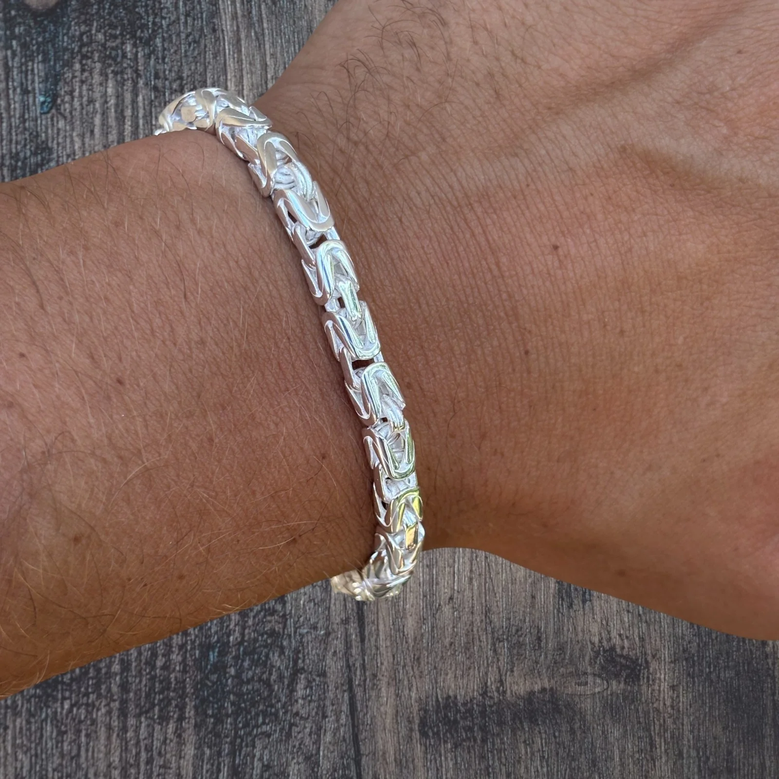 925 Sterling Silver 5mm Byzantine W. Box Clasp Bracelet - Image 11