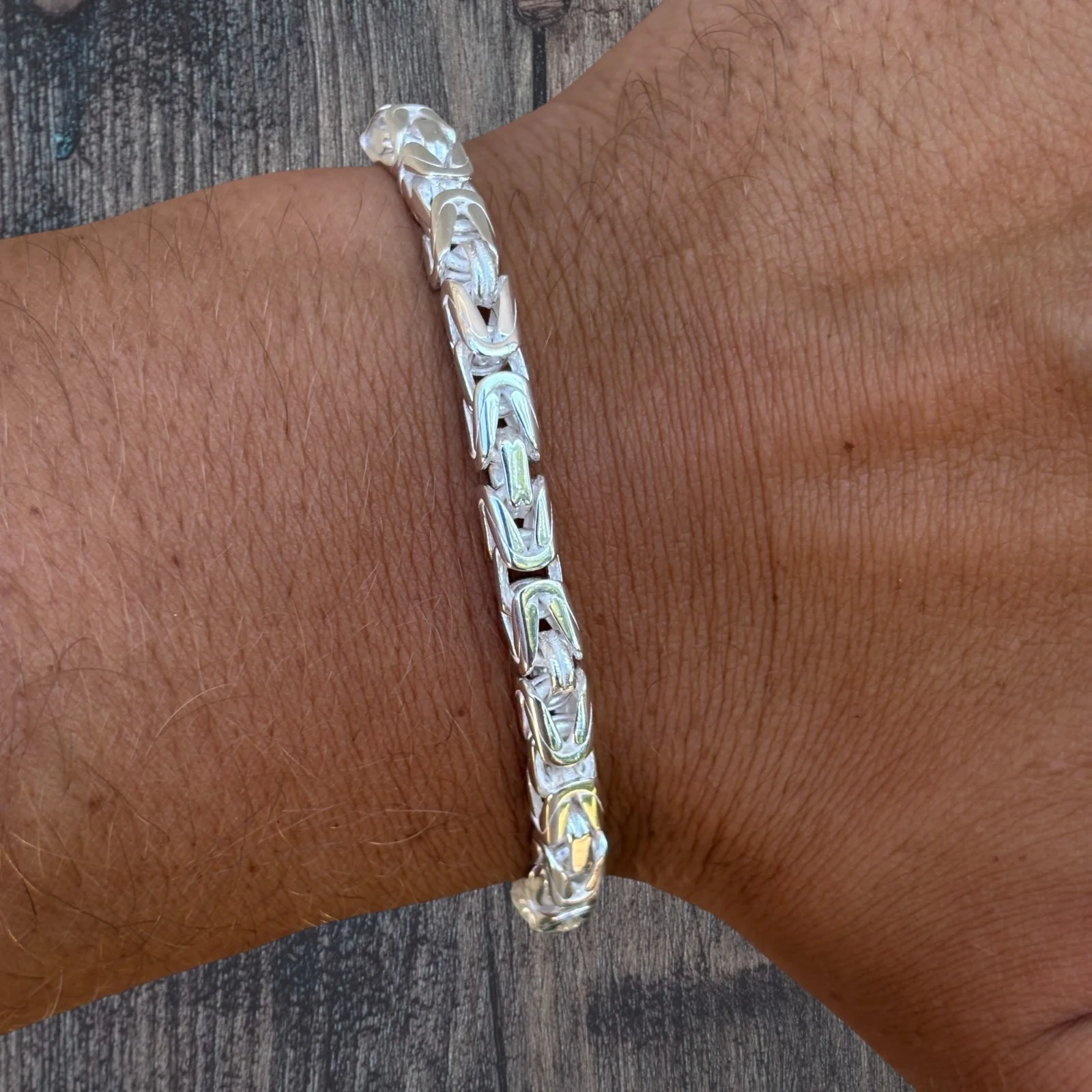 925 Sterling Silver 5mm Byzantine W. Box Clasp Bracelet - Image 12