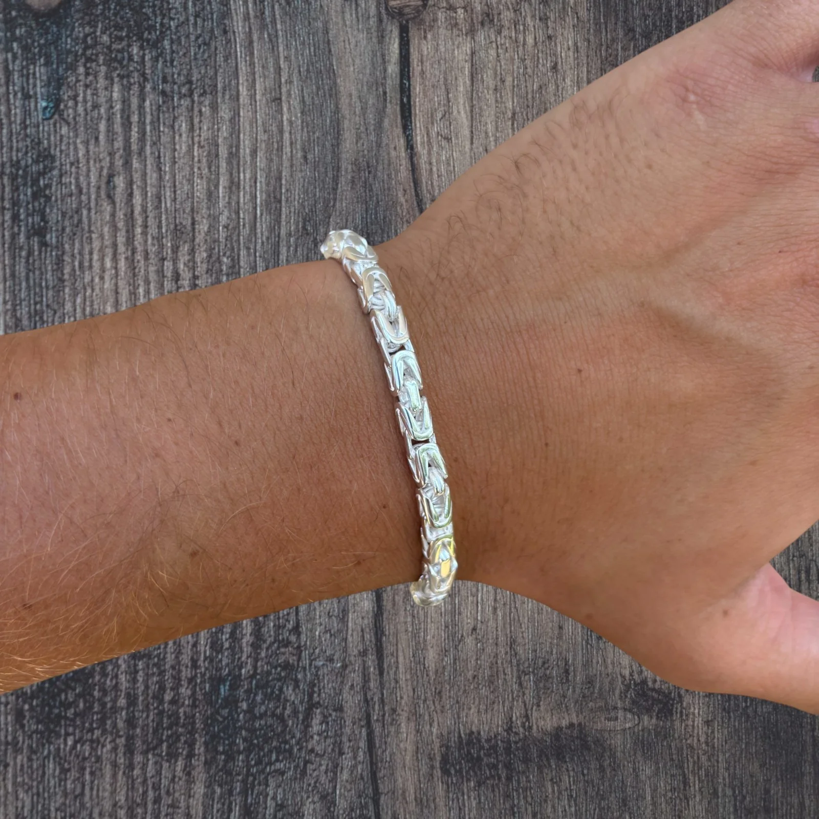 925 Sterling Silver 5mm Byzantine W. Box Clasp Bracelet - Image 14