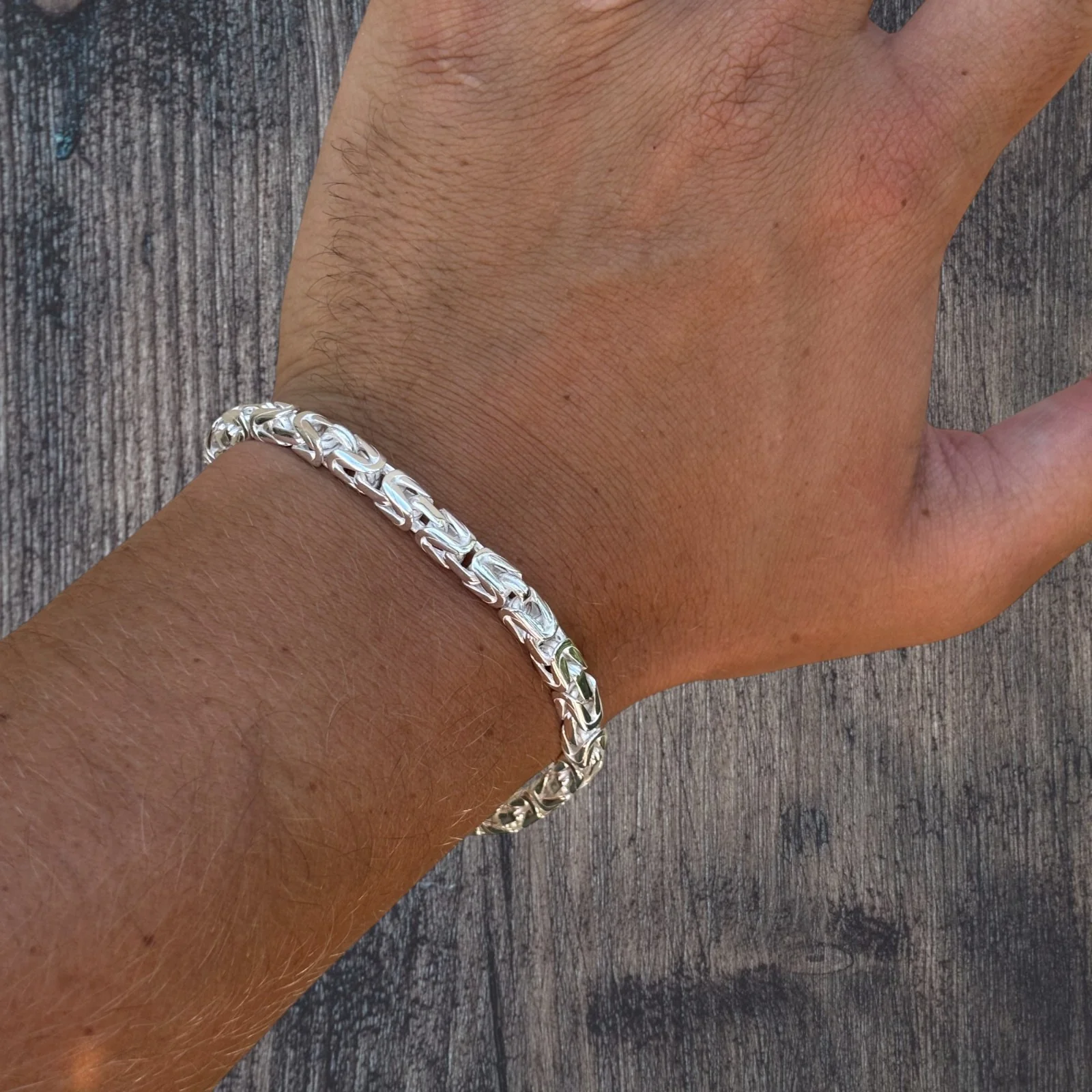 925 Sterling Silver 5mm Byzantine W. Box Clasp Bracelet - Image 16