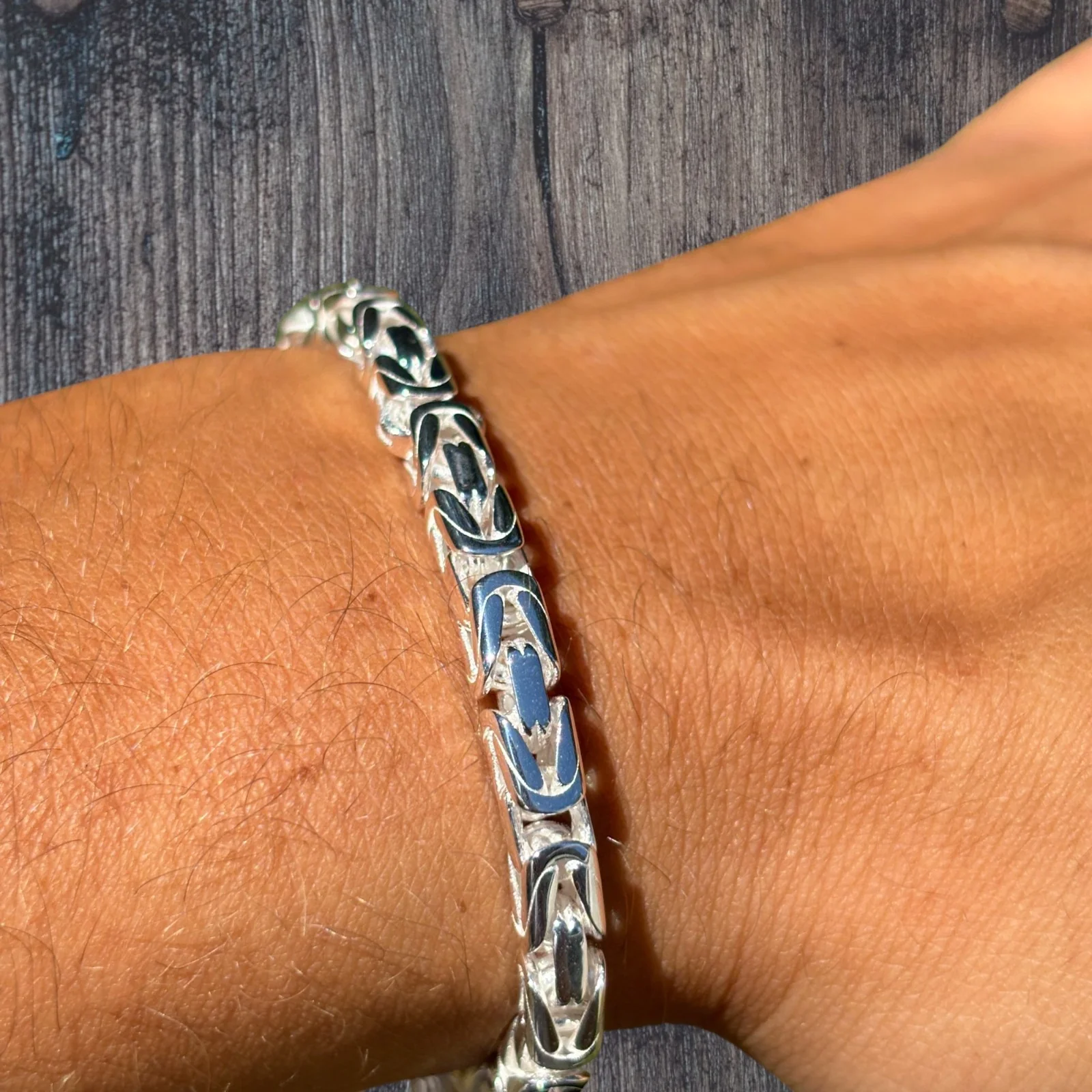 925 Sterling Silver 5mm Byzantine W. Box Clasp Bracelet - Image 7