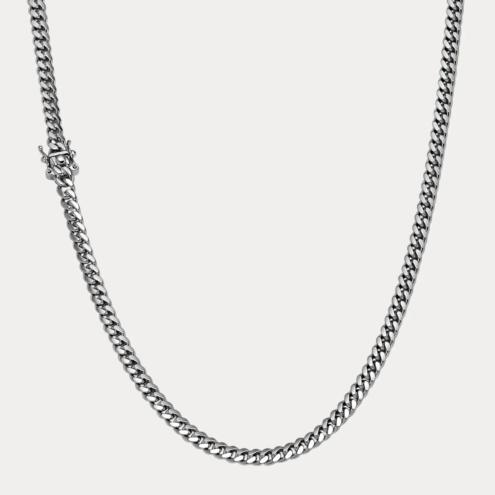 925 Sterling Silver 5mm Miami Cuban W. Box Clasp Chain Necklace
