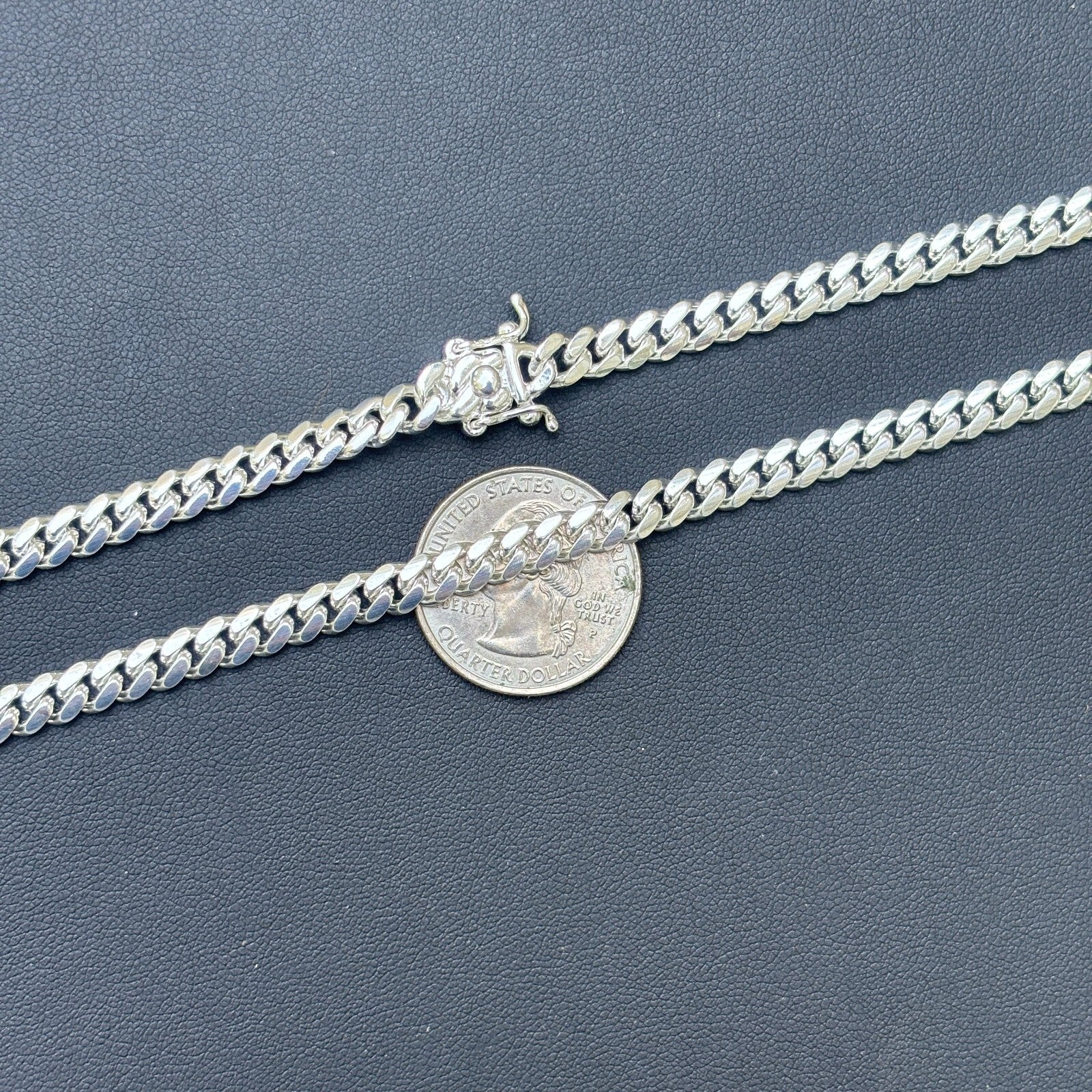 925 Sterling Silver 5mm Miami Cuban W. Box Clasp Chain Necklace - Image 12