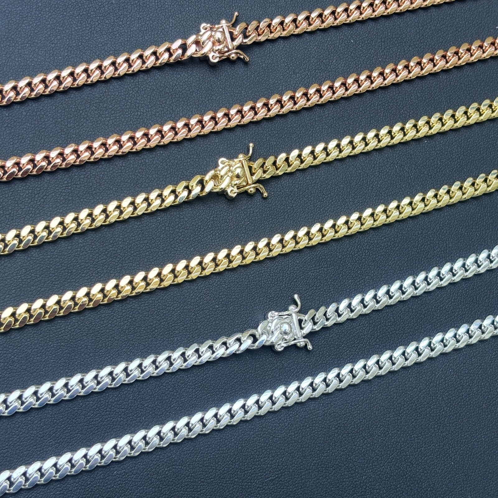 925 Sterling Silver 5mm Miami Cuban W. Box Clasp Chain Necklace - Image 4