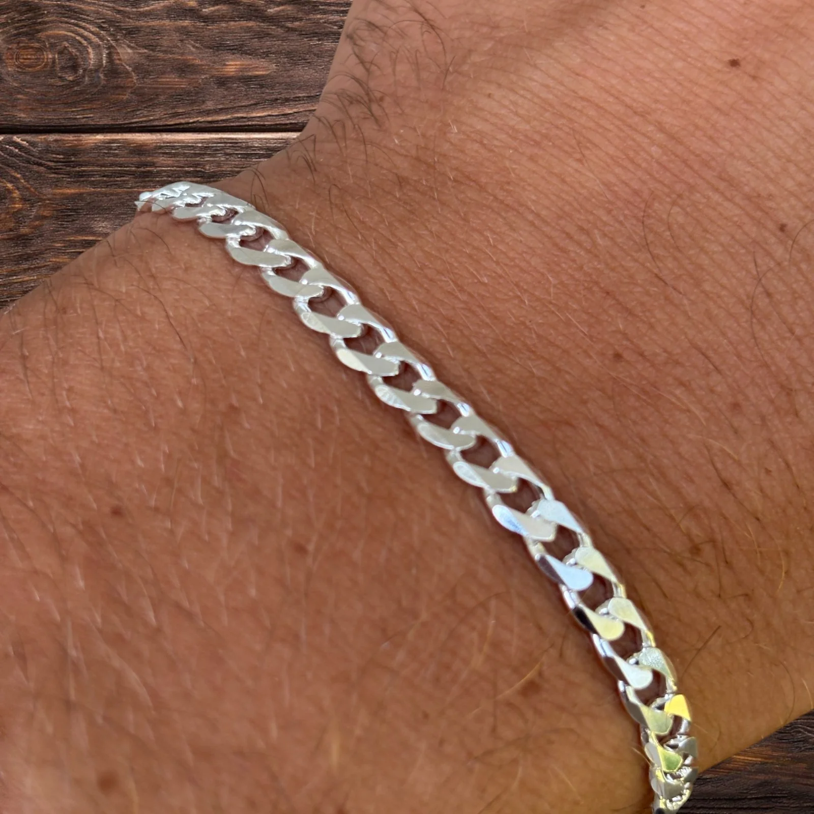 925 Sterling Silver 5mm Curb Bracelet - Image 10