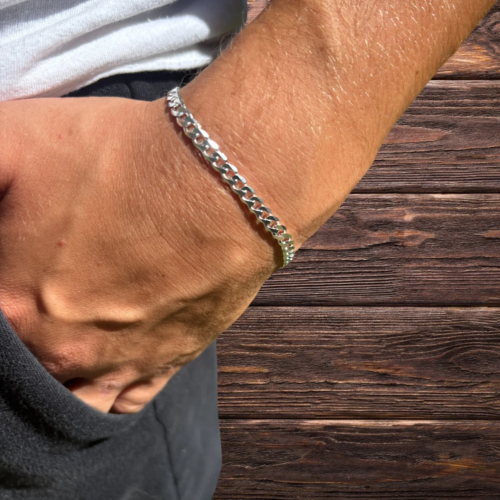 925 Sterling Silver 5mm Curb Bracelet - Image 14