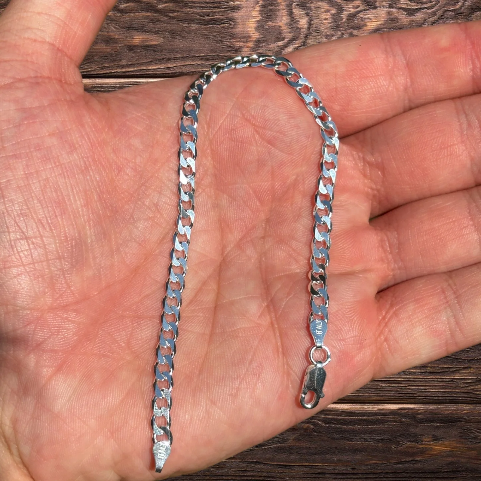 925 Sterling Silver 5mm Curb Bracelet - Image 4
