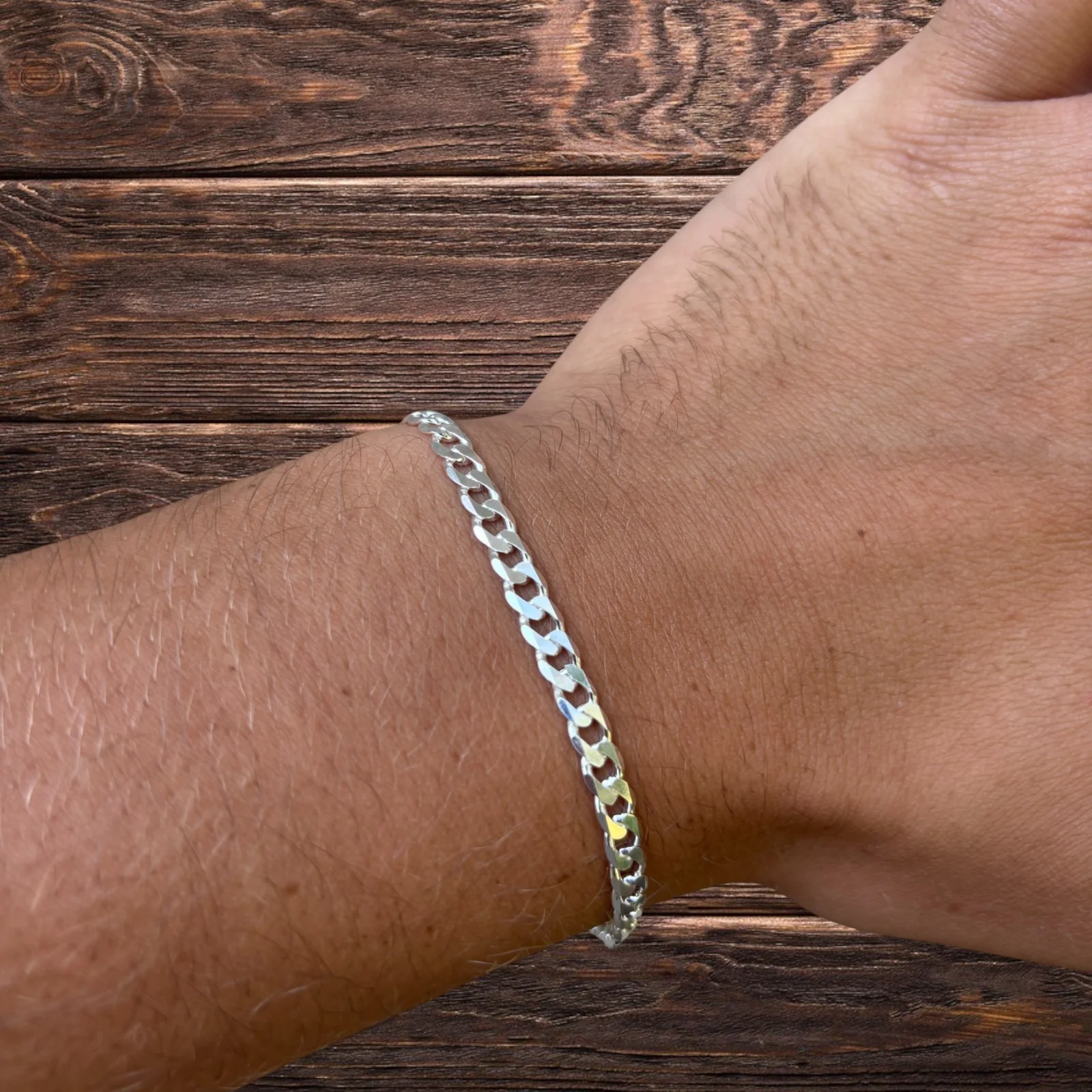 925 Sterling Silver 5mm Curb Bracelet - Image 6