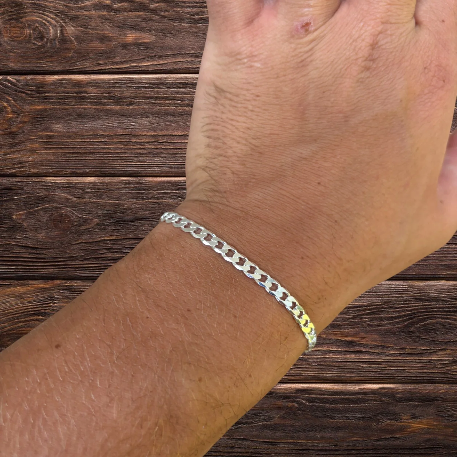 925 Sterling Silver 5mm Curb Bracelet - Image 9