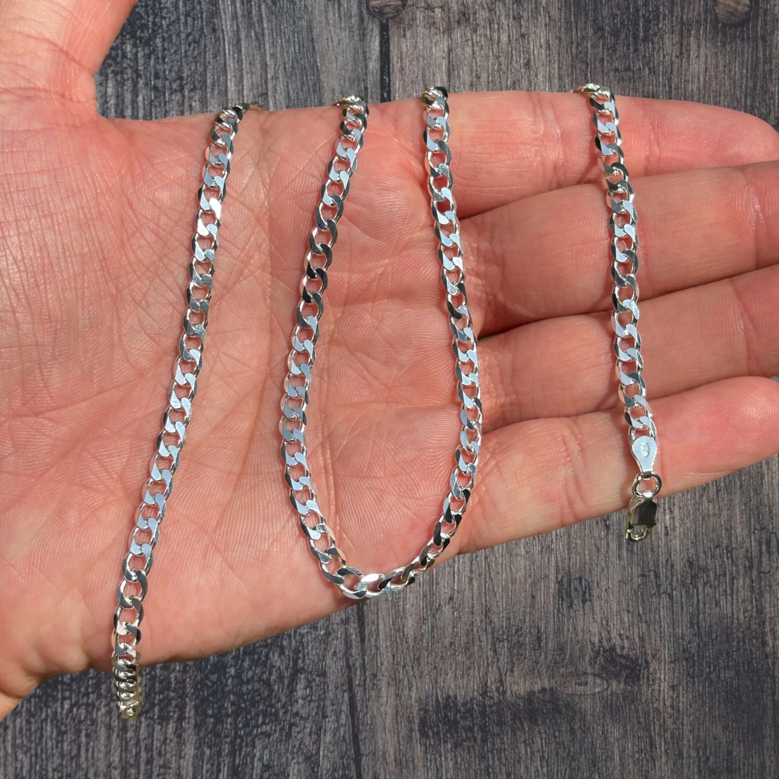 925 Sterling Silver 5mm Curb Chain Necklace - Image 4