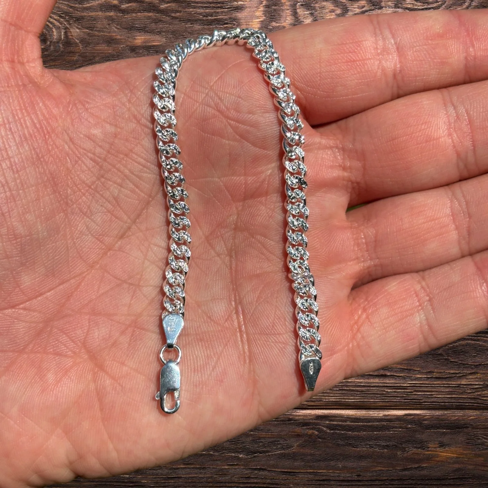 925 Sterling Silver 5mm Diamond Cut Miami Cuban Bracelet - Image 4