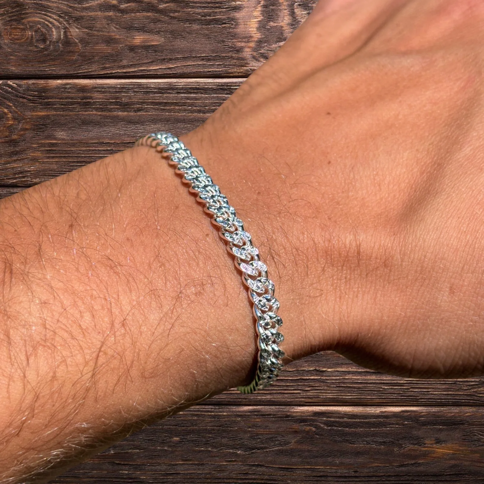 925 Sterling Silver 5mm Diamond Cut Miami Cuban Bracelet - Image 7