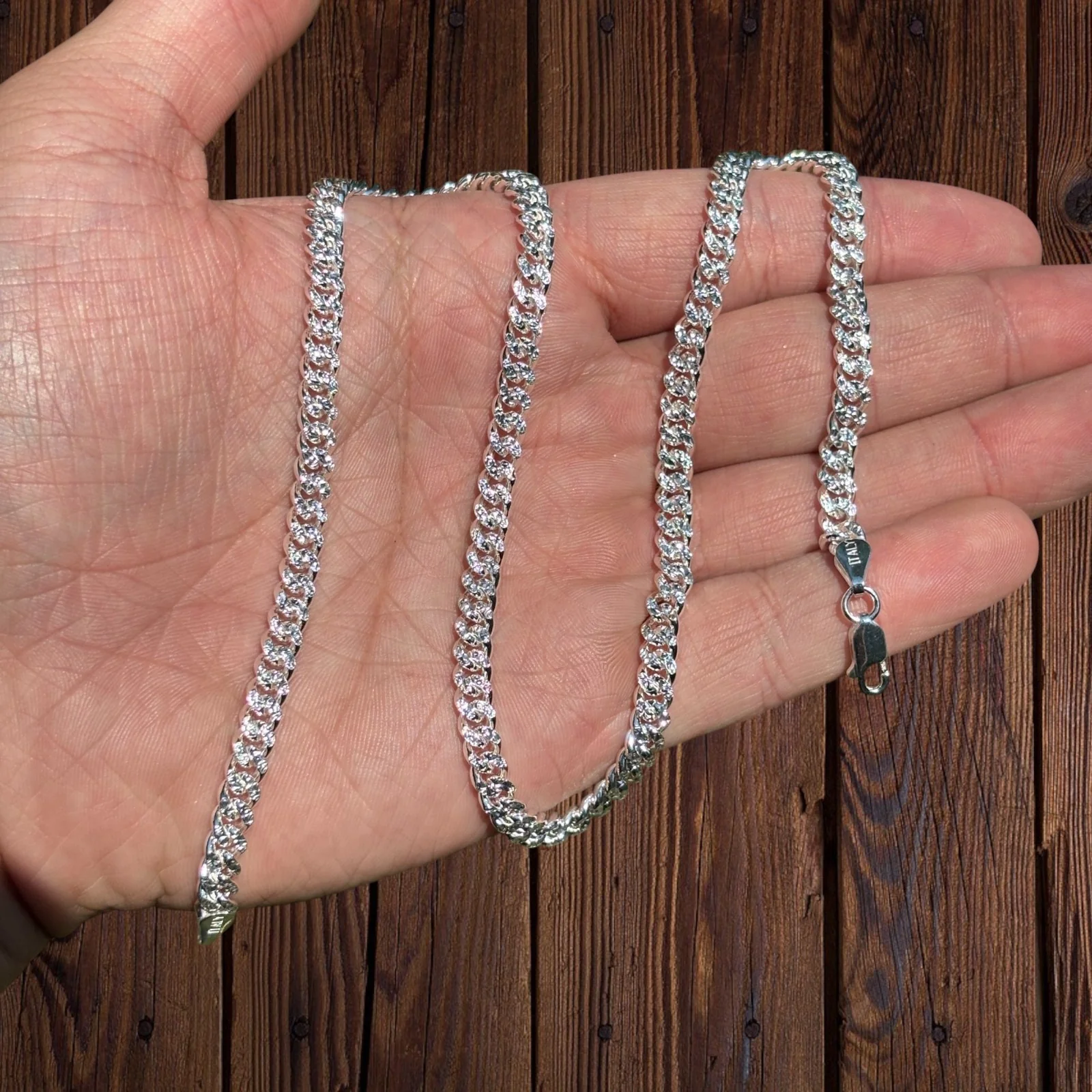 925 Sterling Silver 5mm Diamond Cut Miami Cuban Chain Necklace - Image 5