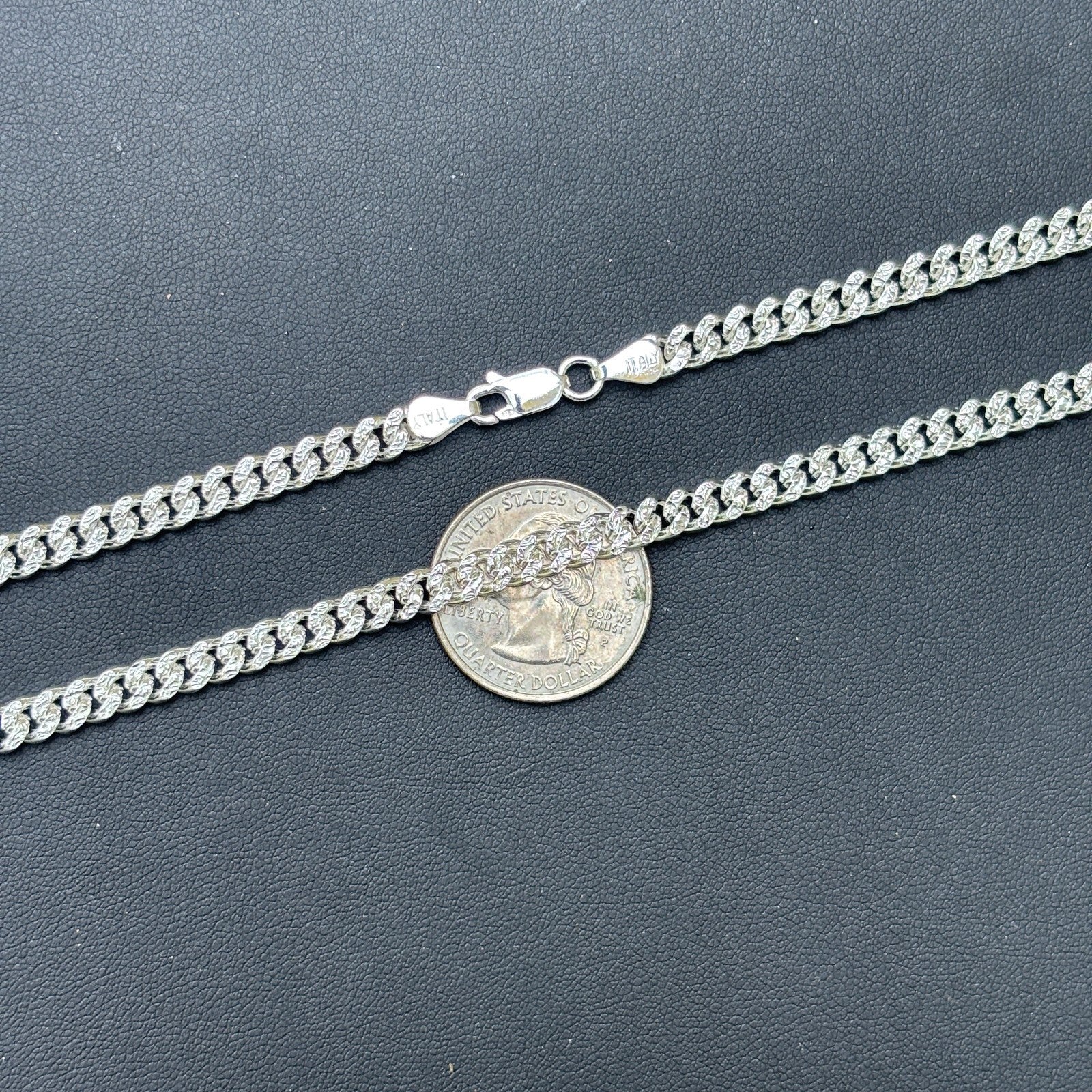 925 Sterling Silver 5mm Diamond Cut Miami Cuban Chain Necklace - Image 9