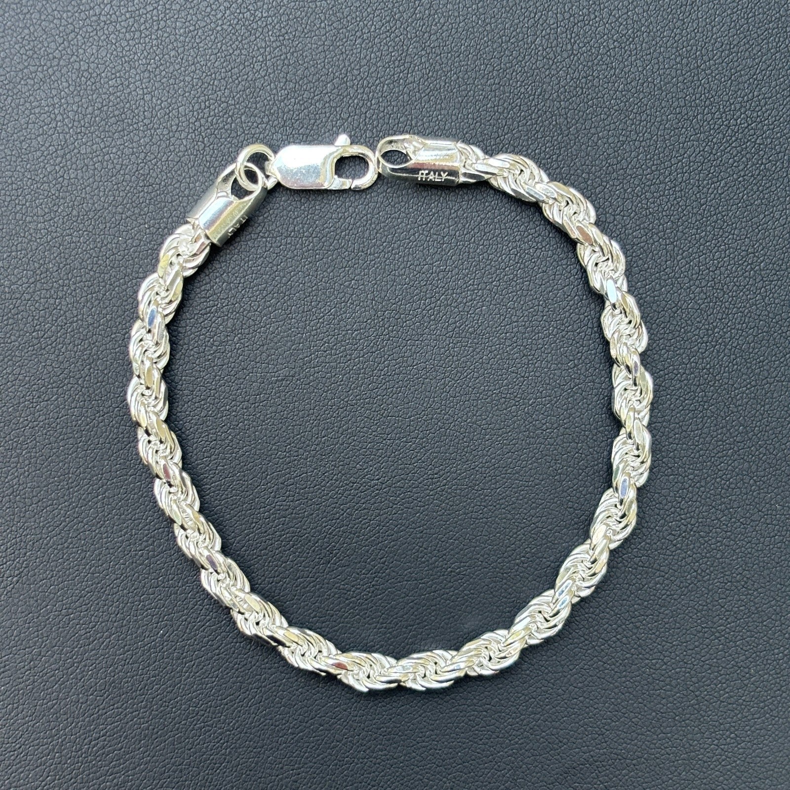 925 Sterling Silver 5mm Diamond Cut Rope Bracelet - Image 15
