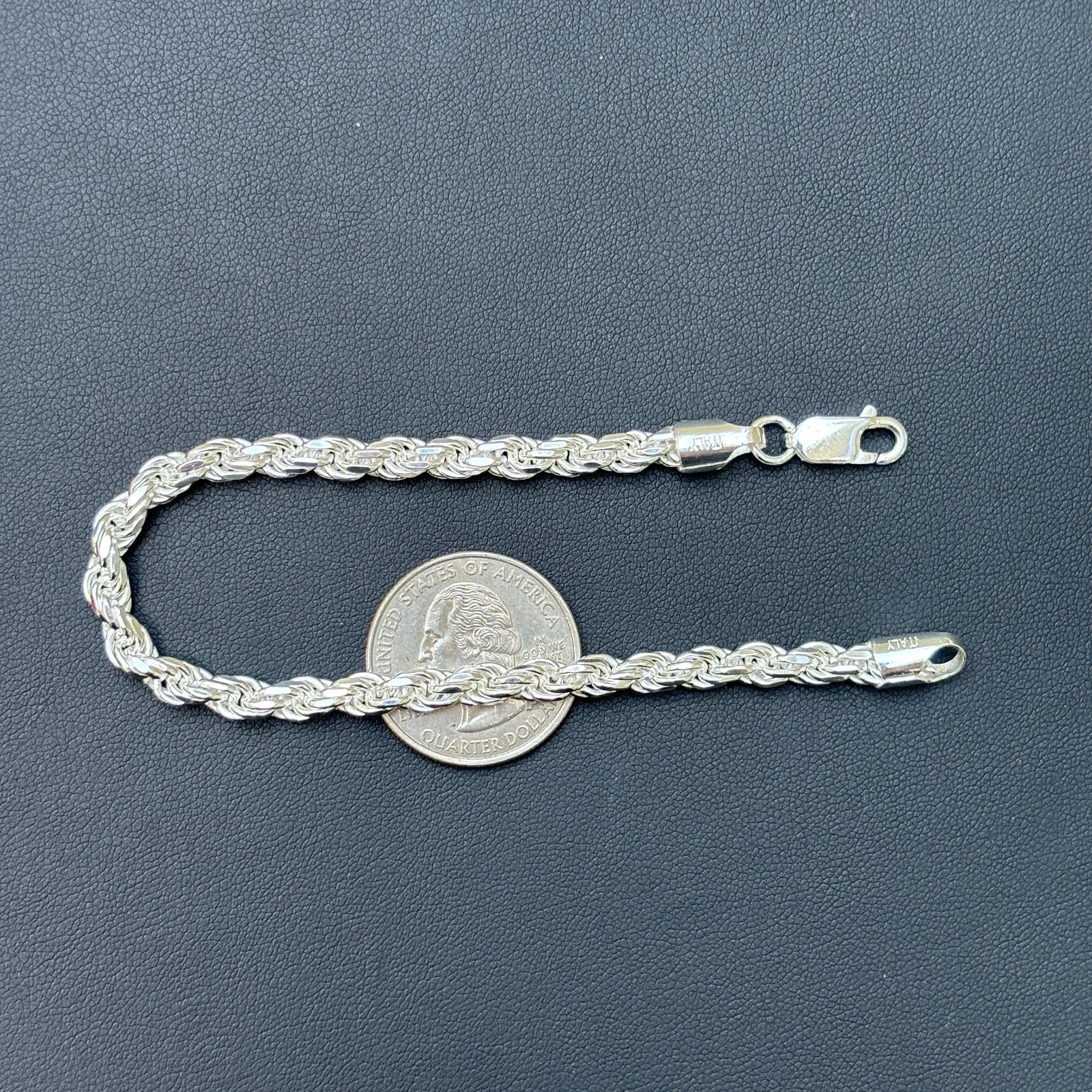 925 Sterling Silver 5mm Diamond Cut Rope Bracelet - Image 16
