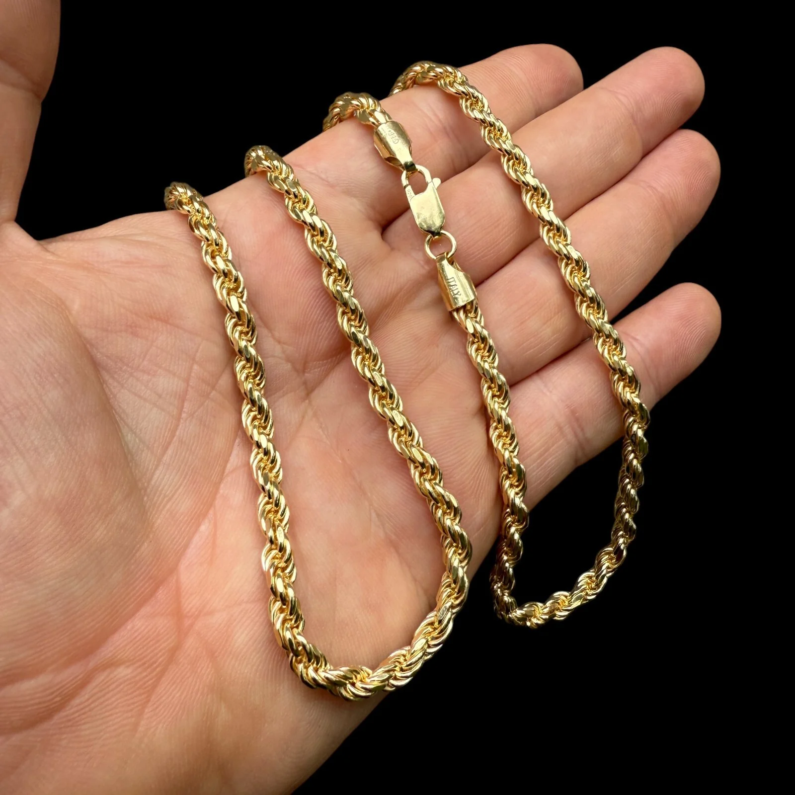 925 Sterling Silver 5mm Diamond Cut Rope Chain Necklace - Image 10