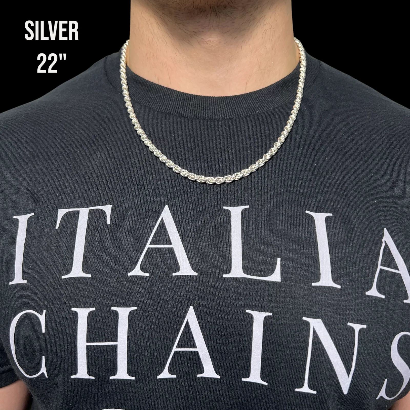 925 Sterling Silver 5mm Diamond Cut Rope Chain Necklace - Image 14