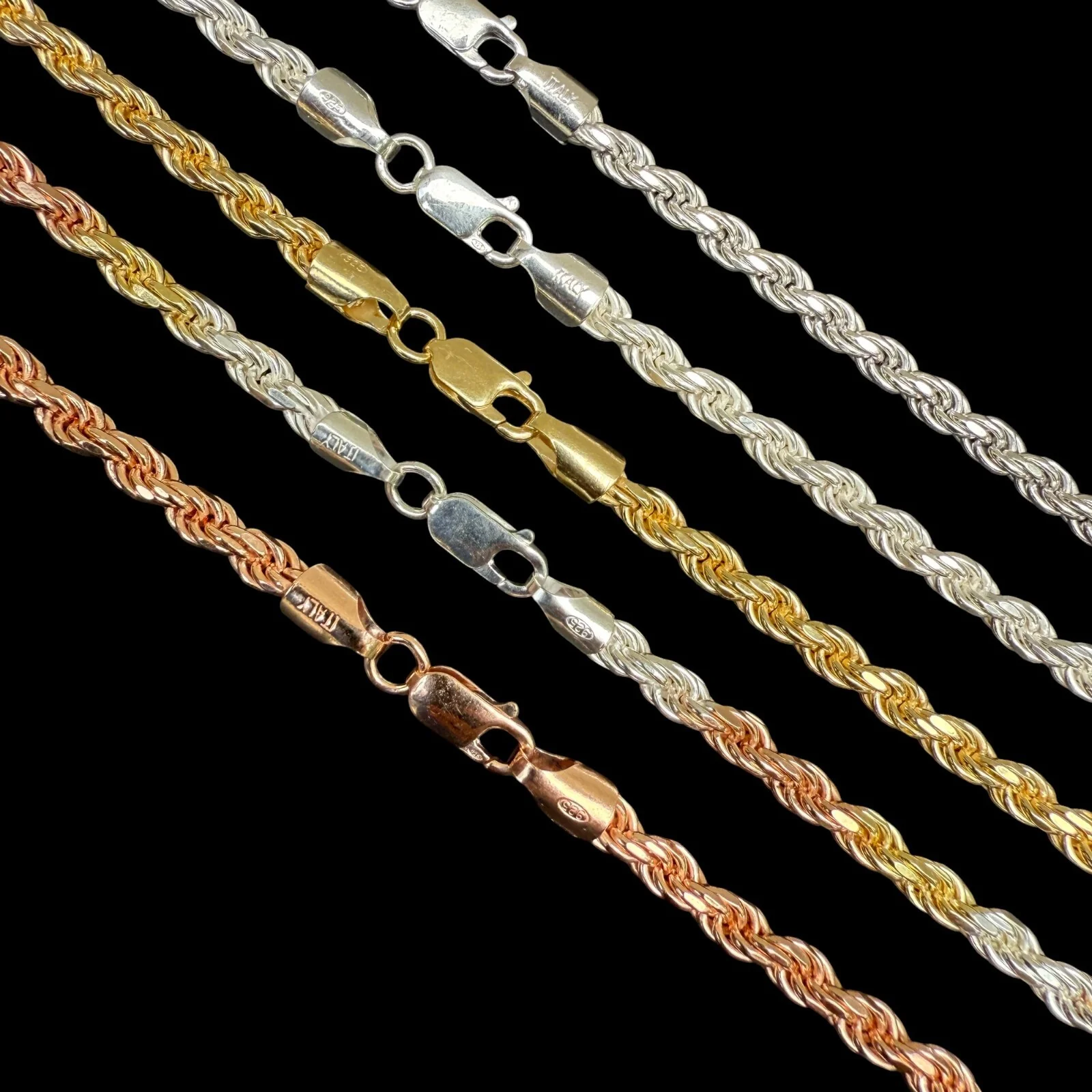 925 Sterling Silver 5mm Diamond Cut Rope Chain Necklace - Image 8
