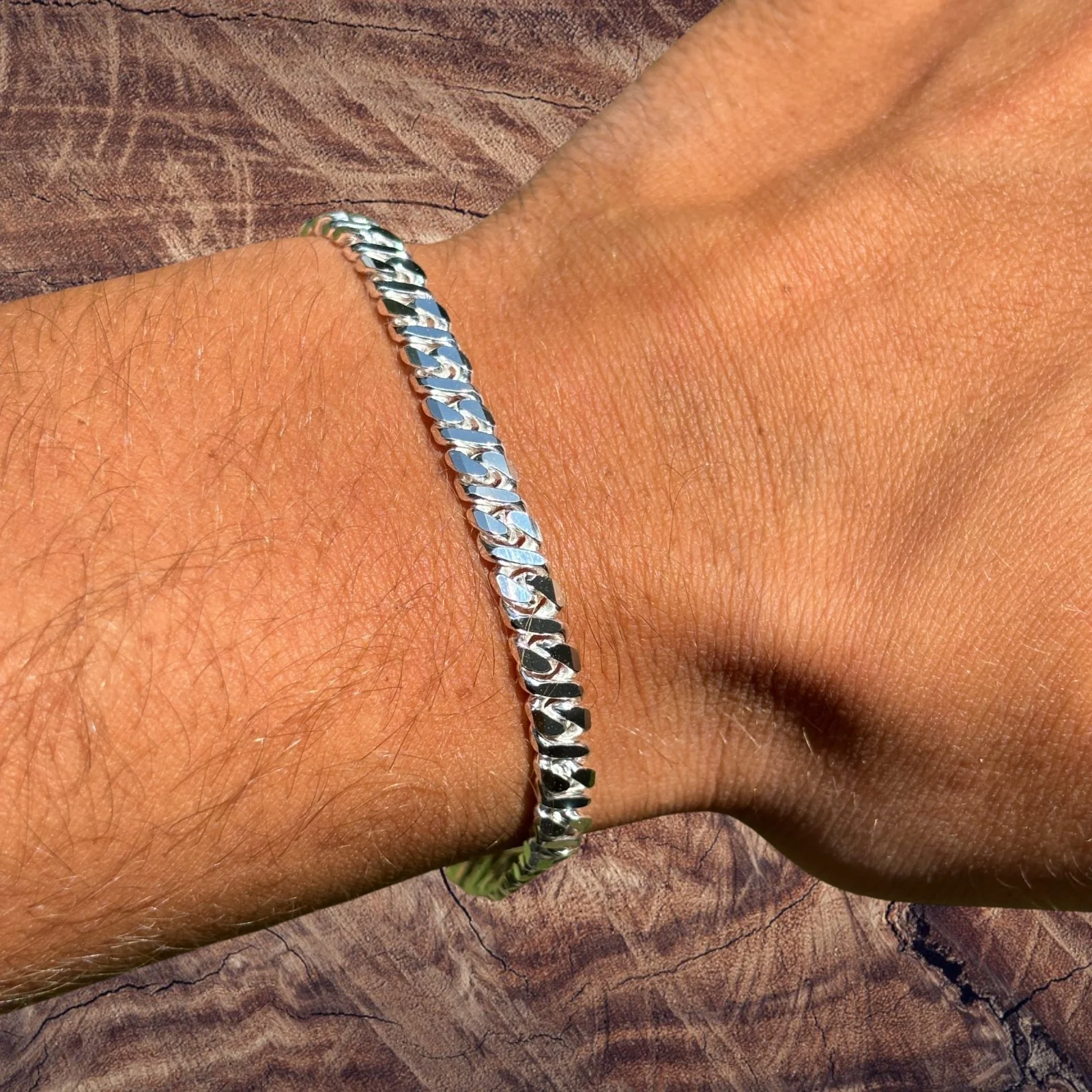 925 Sterling Silver 5mm Dollar Link Bracelet - Image 3