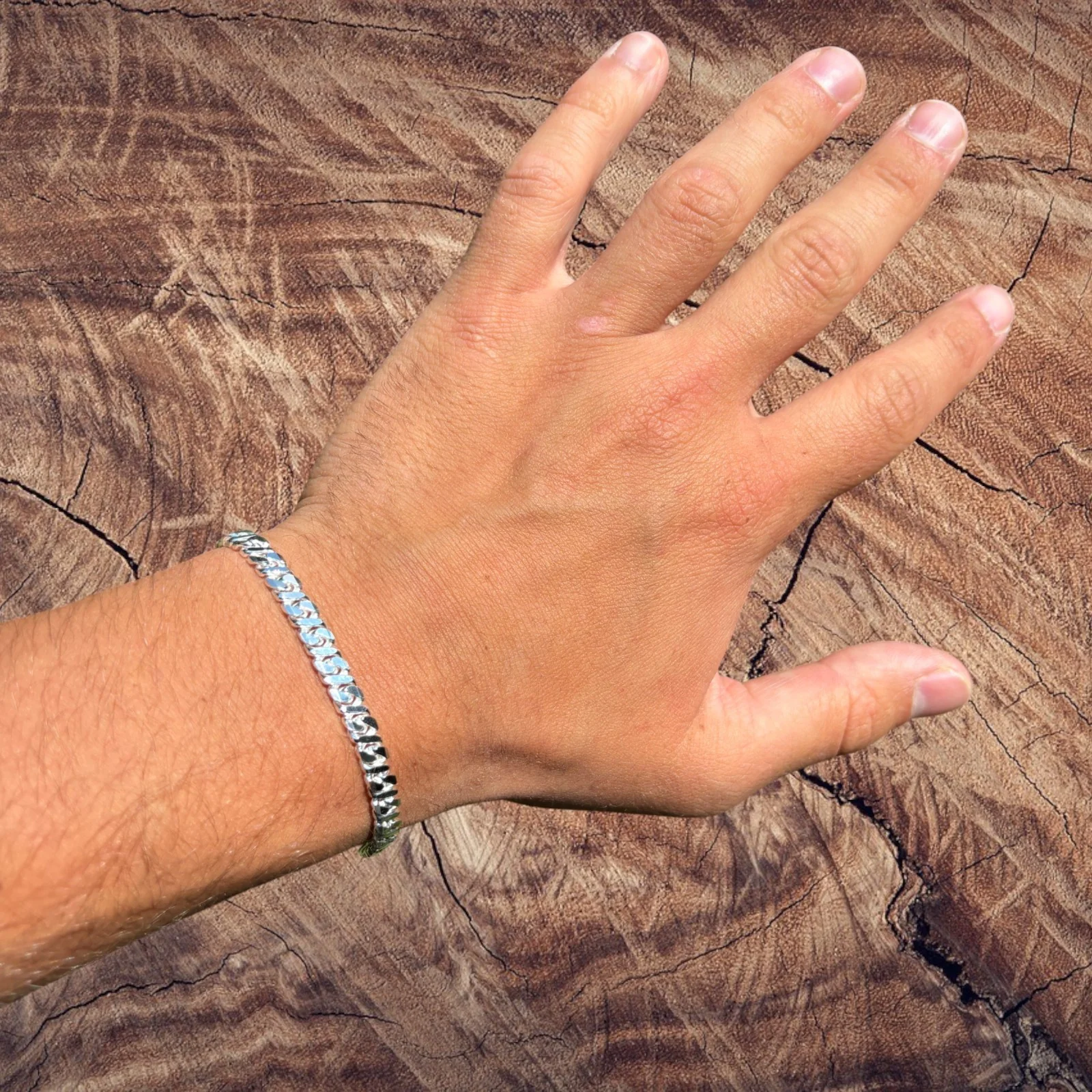 925 Sterling Silver 5mm Dollar Link Bracelet - Image 4