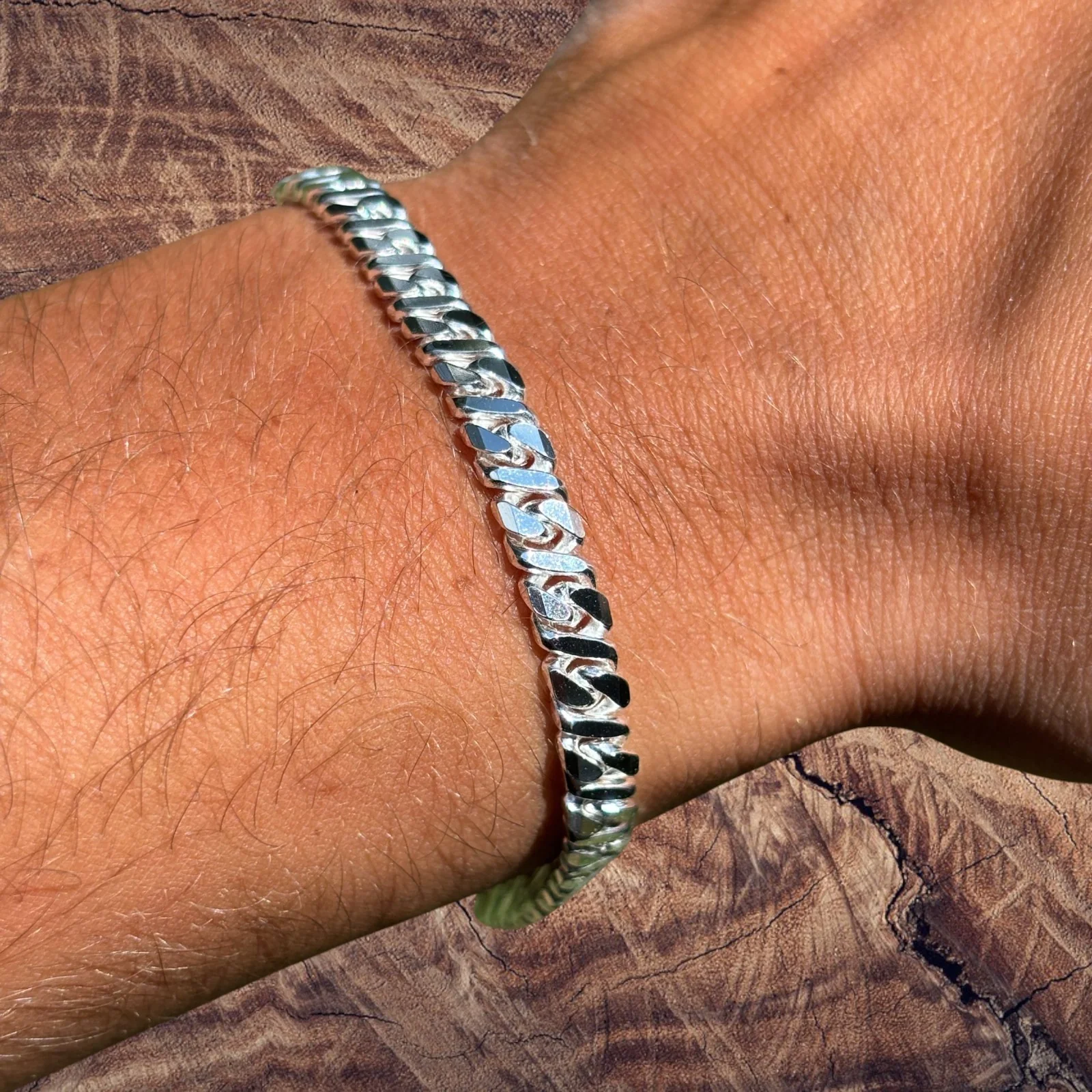 925 Sterling Silver 5mm Dollar Link Bracelet - Image 5