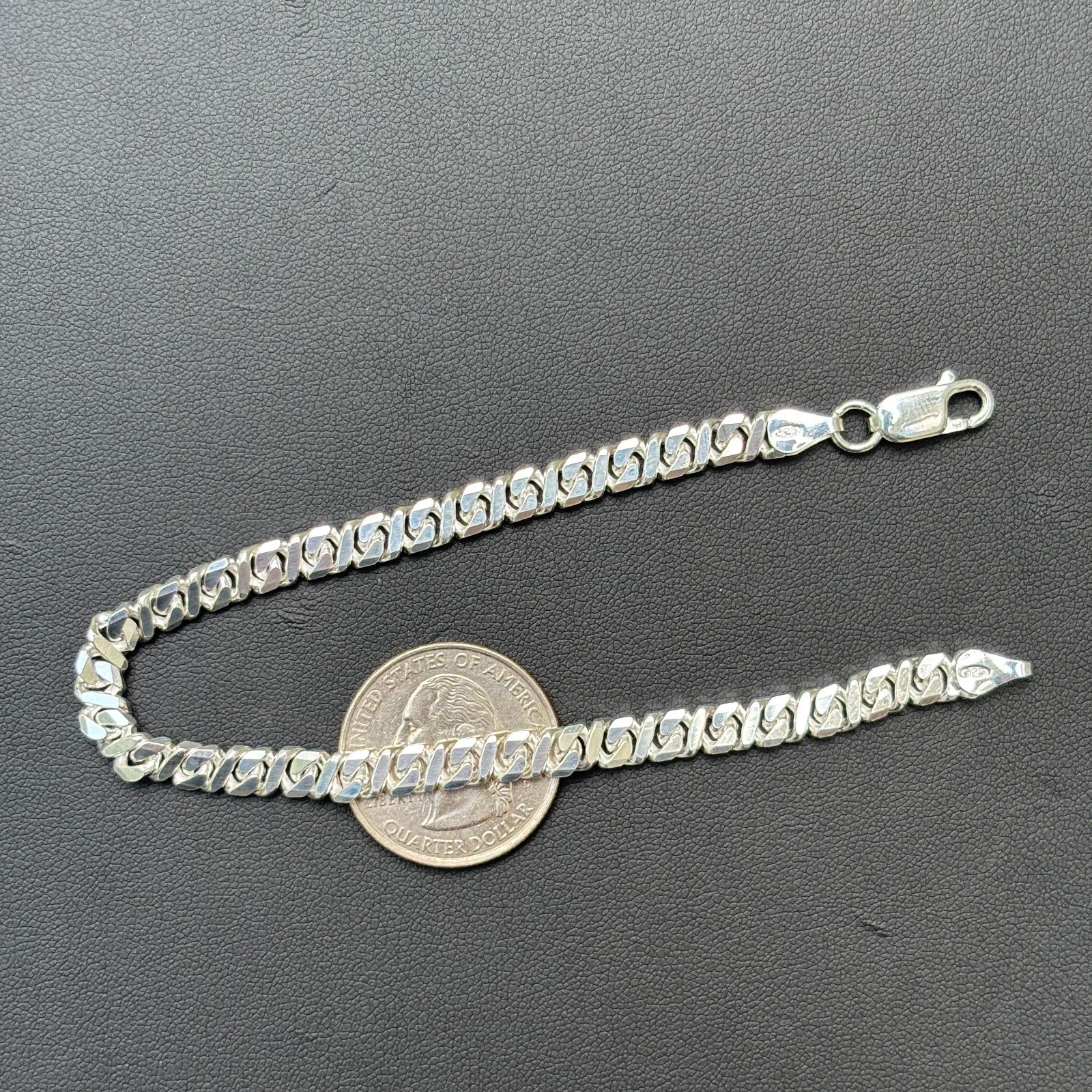 925 Sterling Silver 5mm Dollar Link Bracelet - Image 8