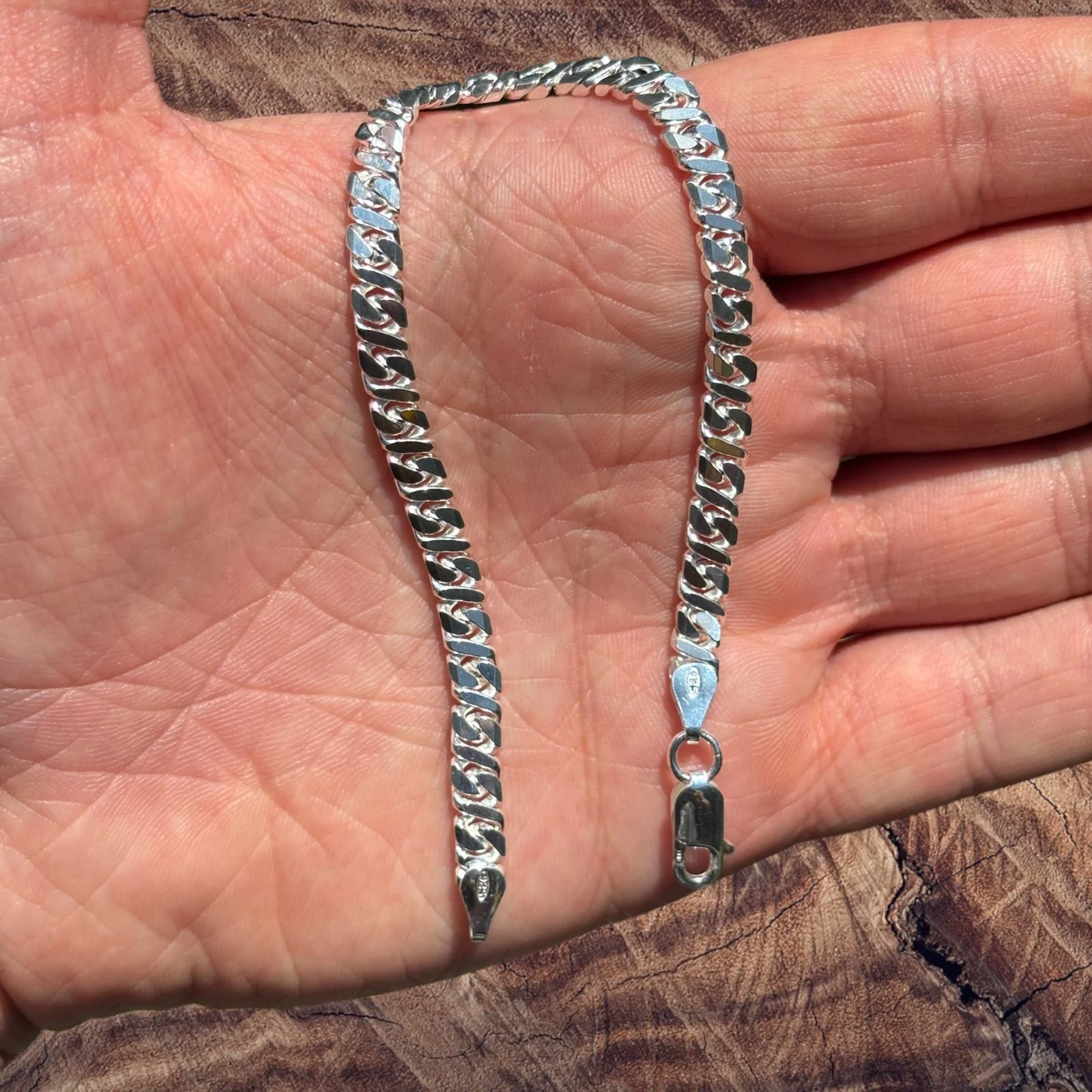 925 Sterling Silver 5mm Dollar Link Bracelet - Image 9