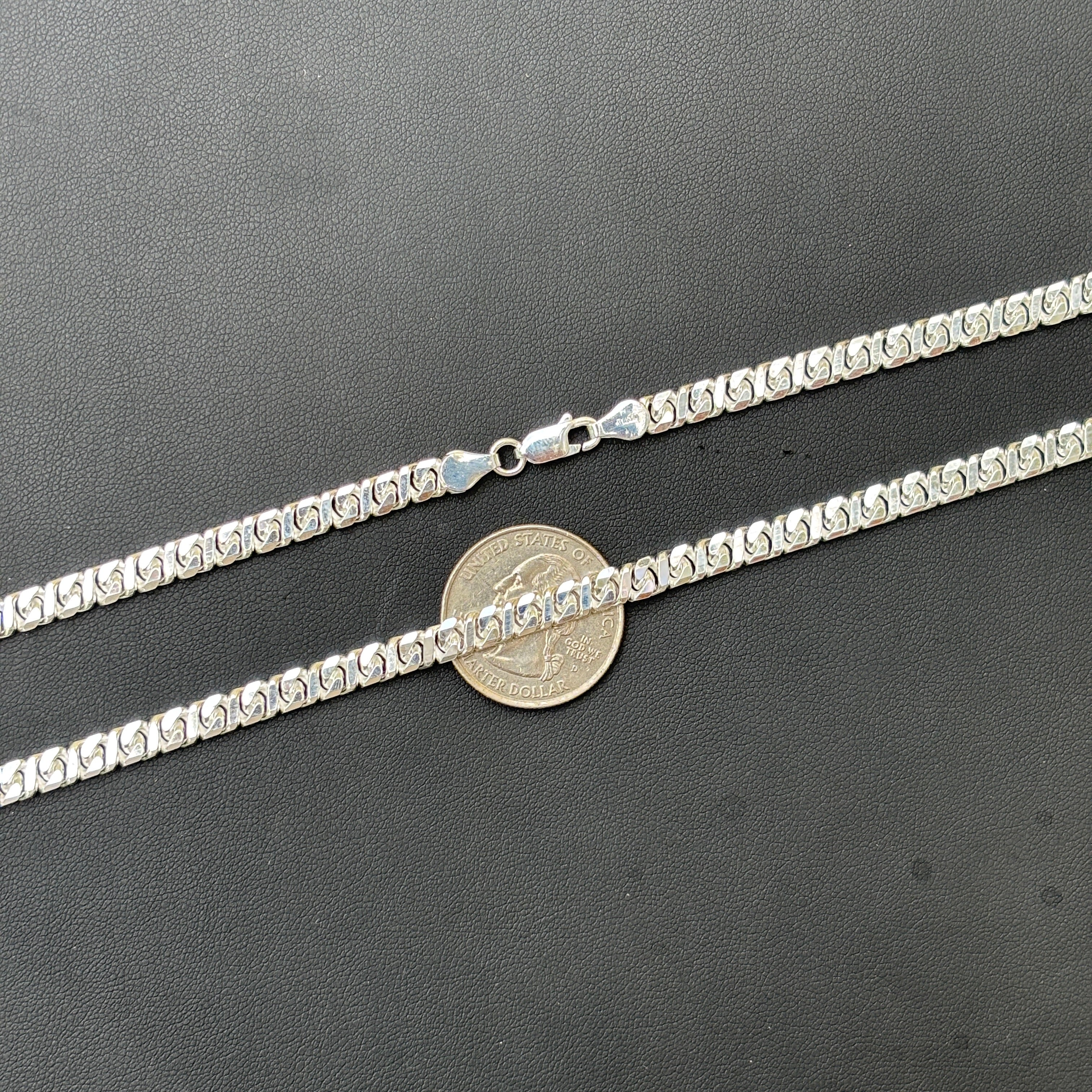 925 Sterling Silver 5mm Dollar Chain Necklace - Image 3
