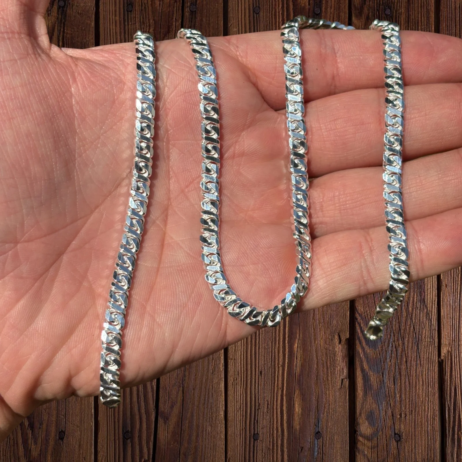 925 Sterling Silver 5mm Dollar Chain Necklace - Image 5