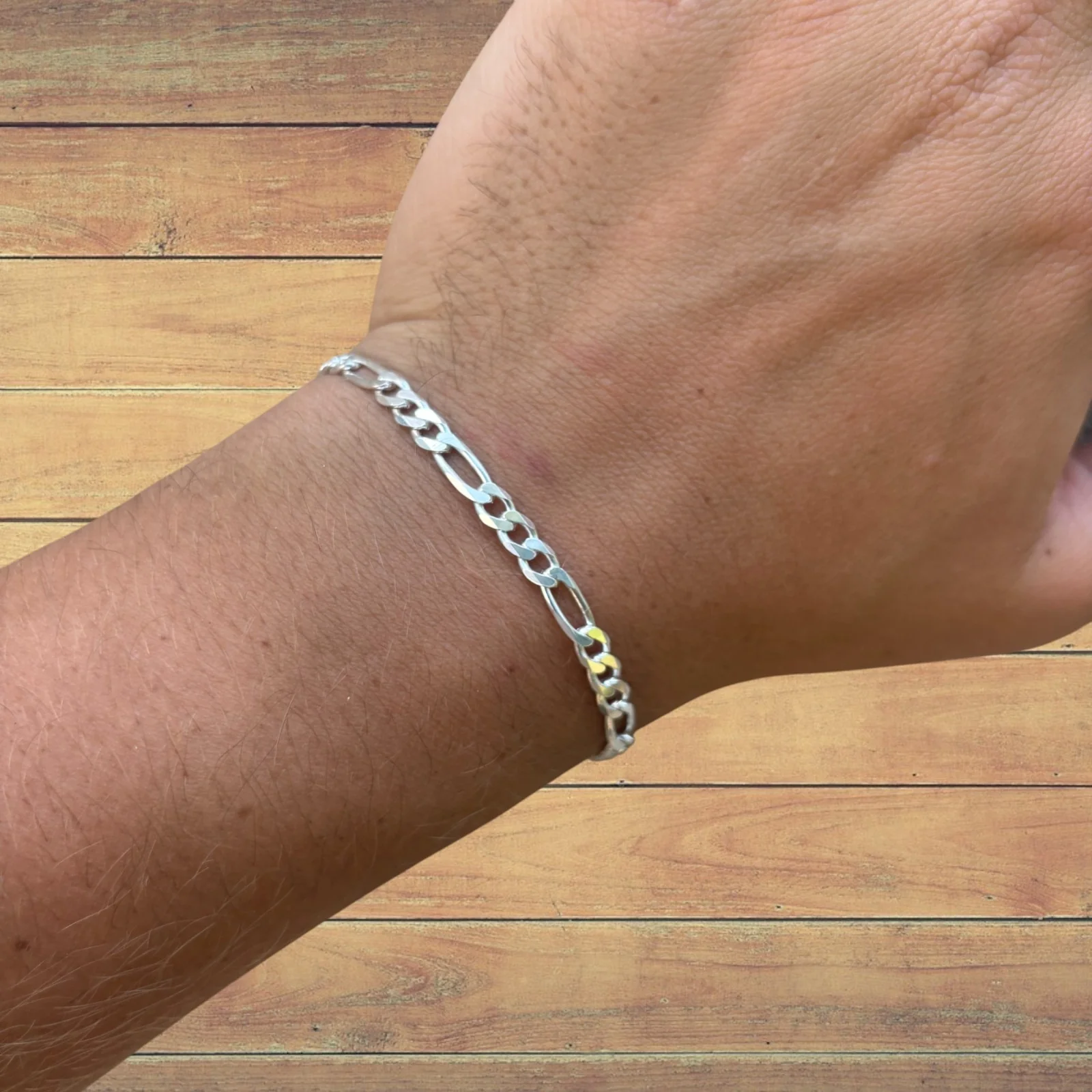 925 Sterling Silver 5mm Figaro Bracelet - Image 11