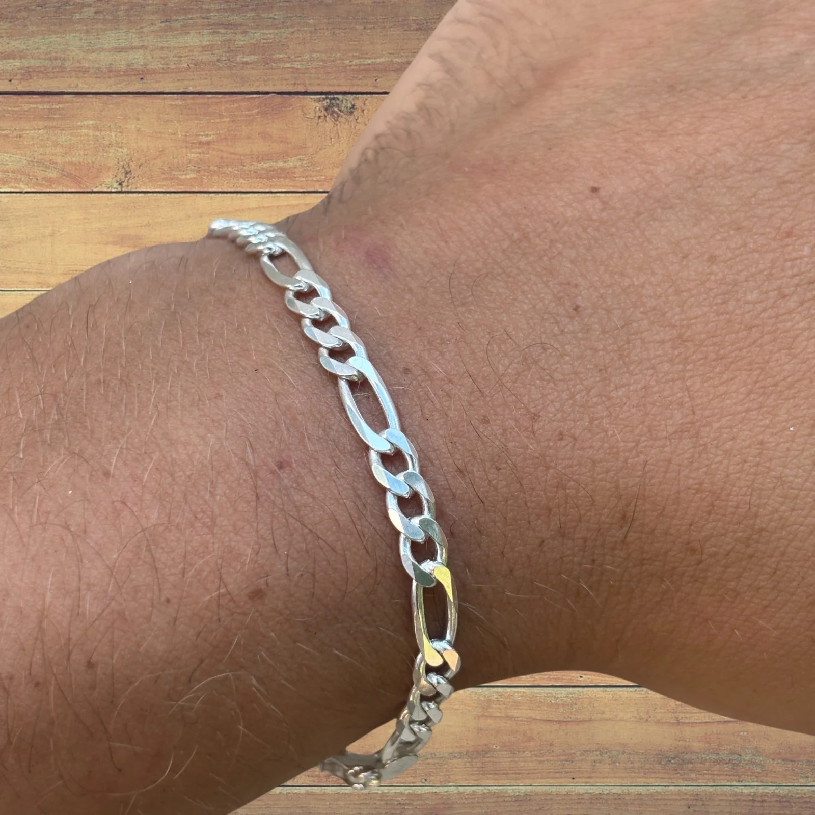925 Sterling Silver 5mm Figaro Bracelet - Image 12