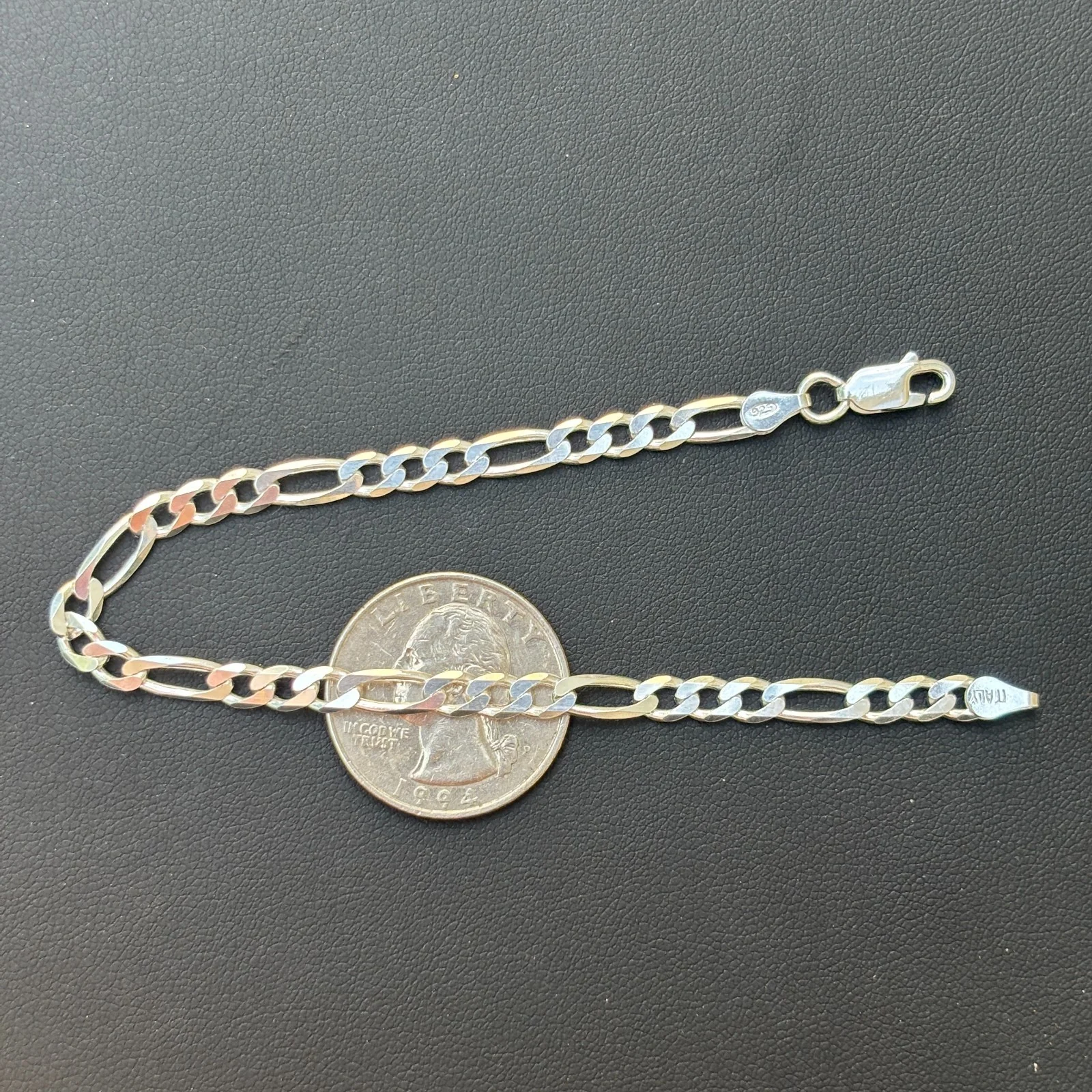 925 Sterling Silver 5mm Figaro Bracelet - Image 15