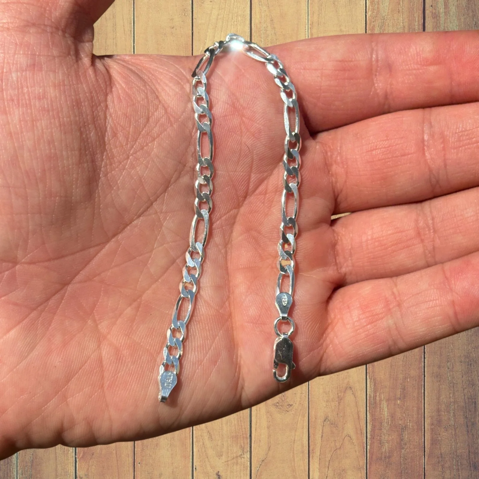 925 Sterling Silver 5mm Figaro Bracelet - Image 4