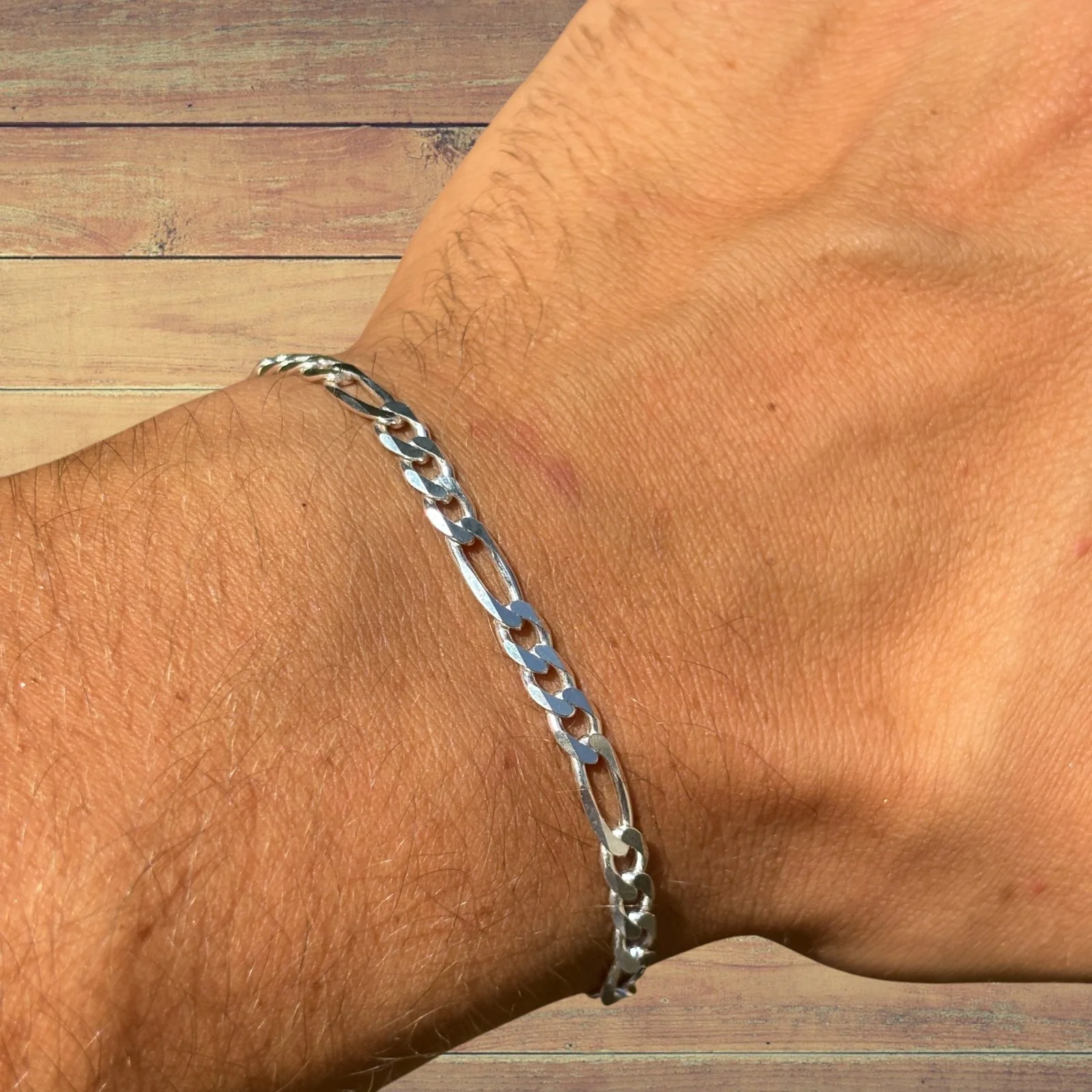 925 Sterling Silver 5mm Figaro Bracelet - Image 6
