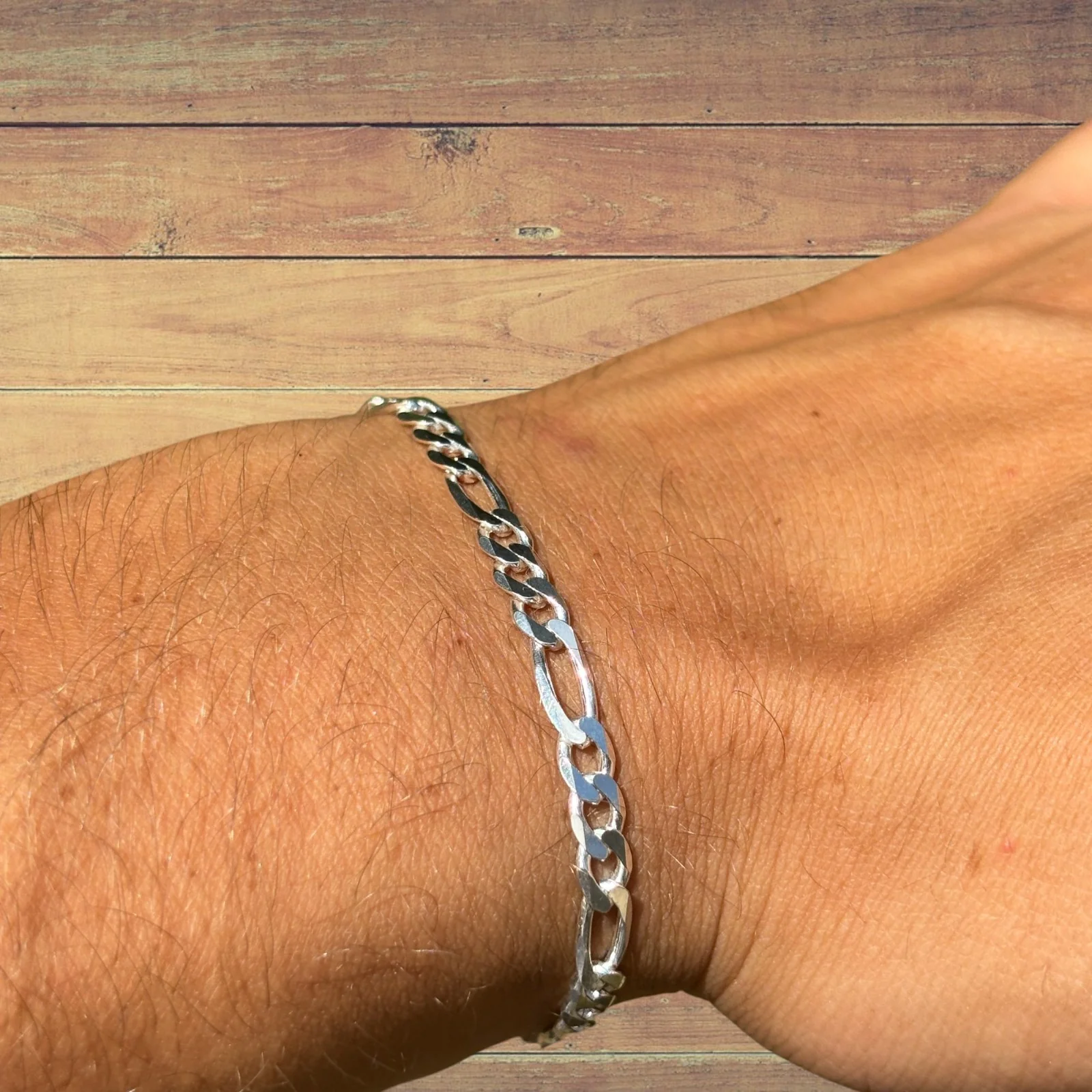 925 Sterling Silver 5mm Figaro Bracelet - Image 7