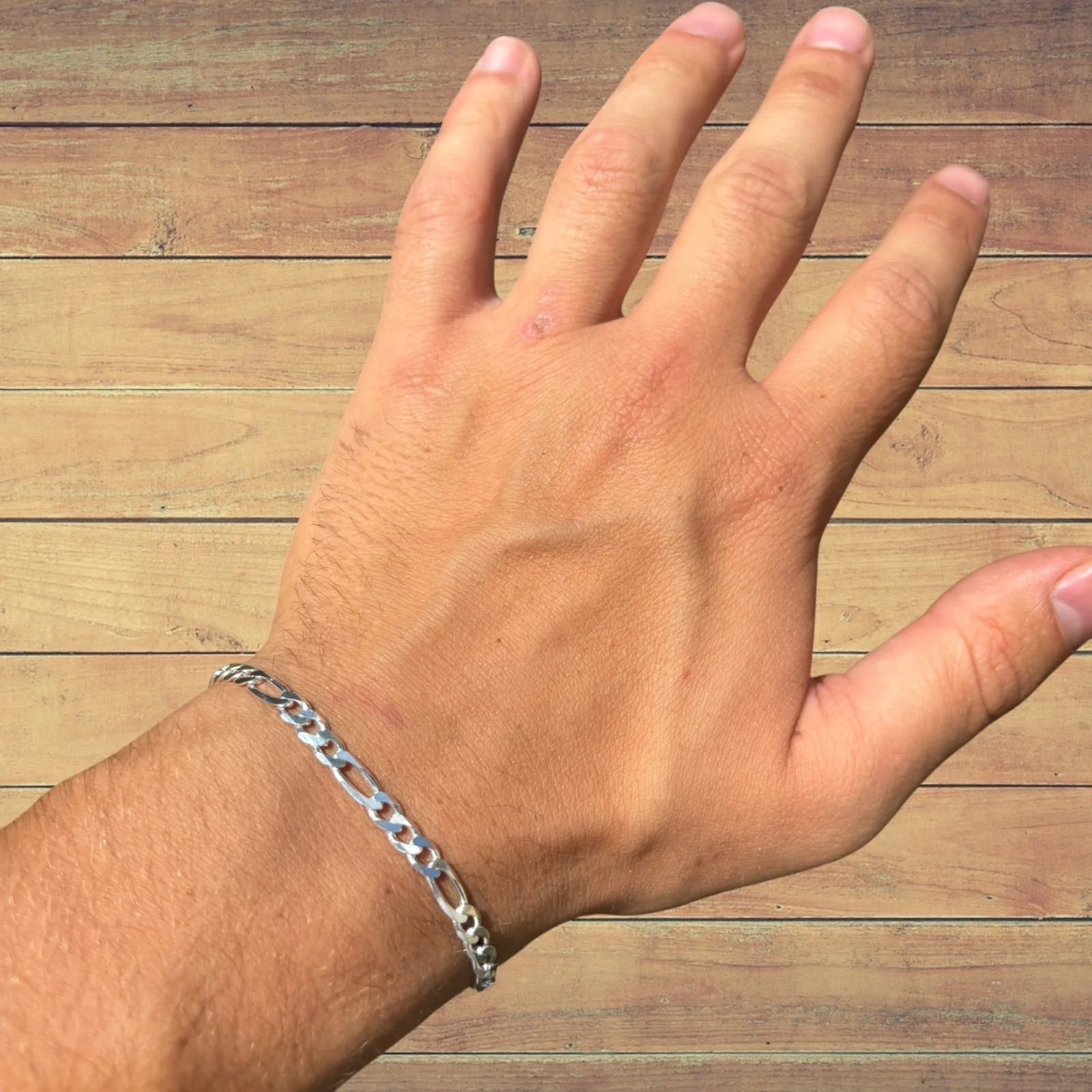 925 Sterling Silver 5mm Figaro Bracelet - Image 8