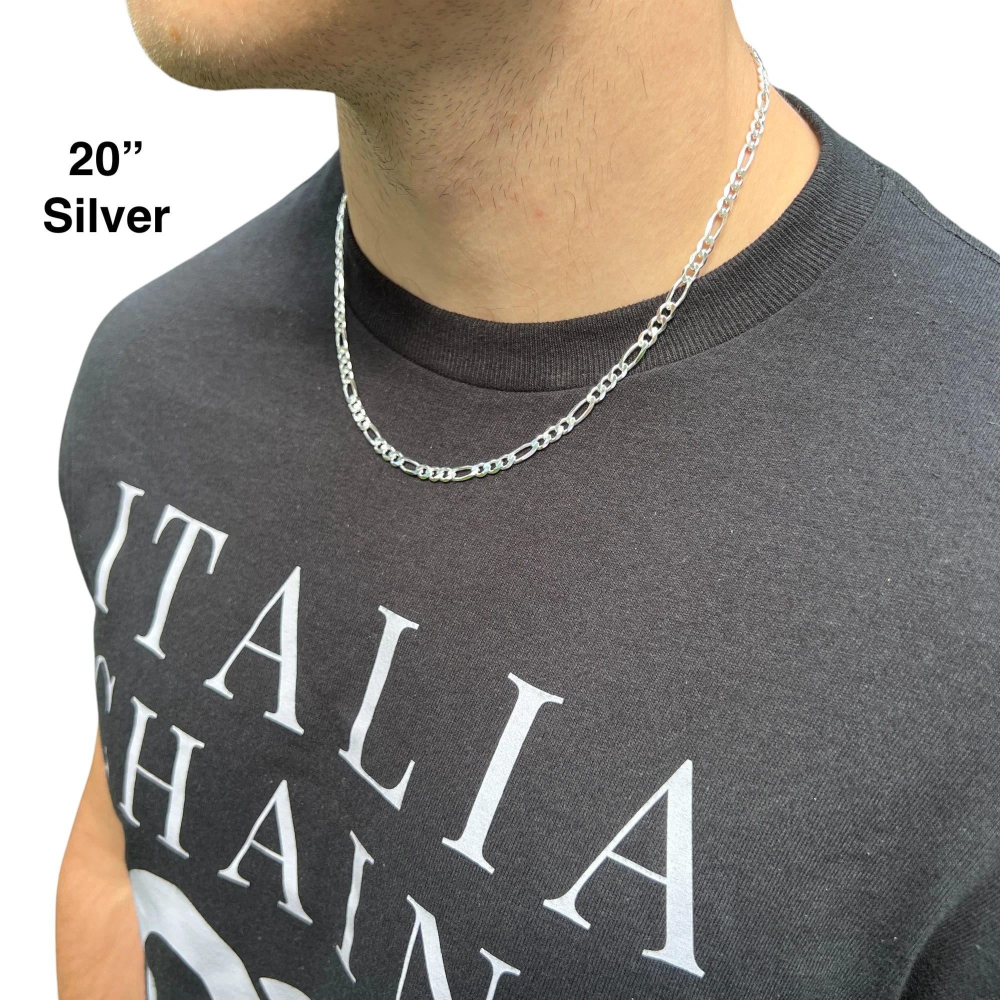 925 Sterling Silver 5mm Figaro Chain Necklace - Image 11