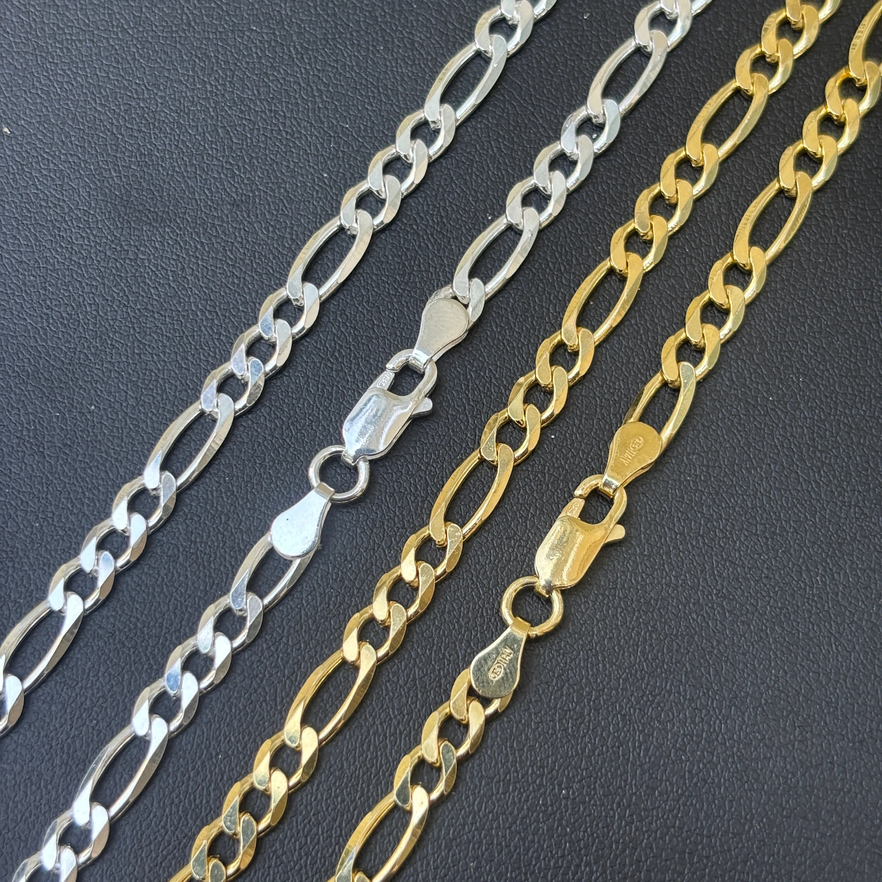 925 Sterling Silver 5mm Figaro Chain Necklace - Image 3