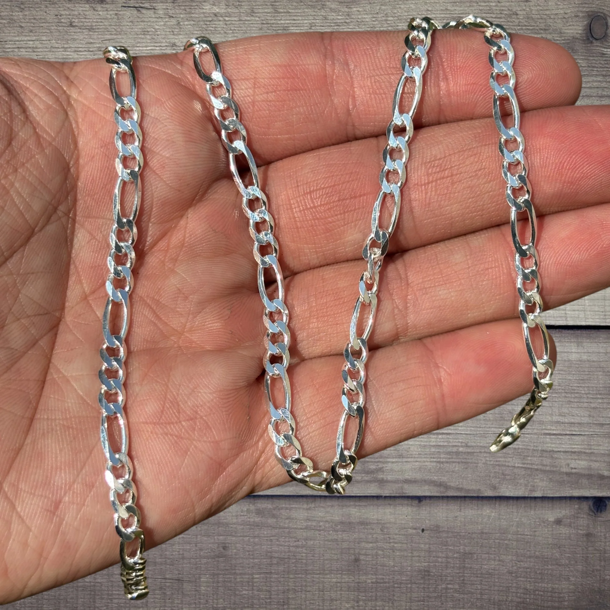 925 Sterling Silver 5mm Figaro Chain Necklace - Image 4