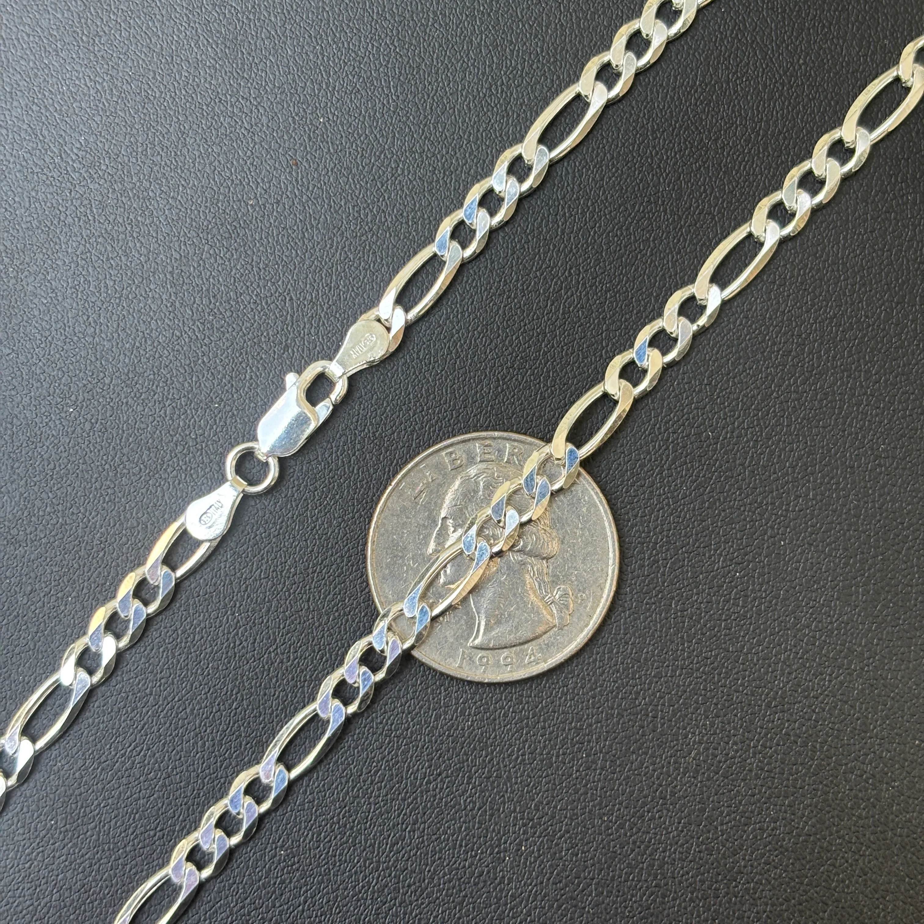925 Sterling Silver 5mm Figaro Chain Necklace - Image 9